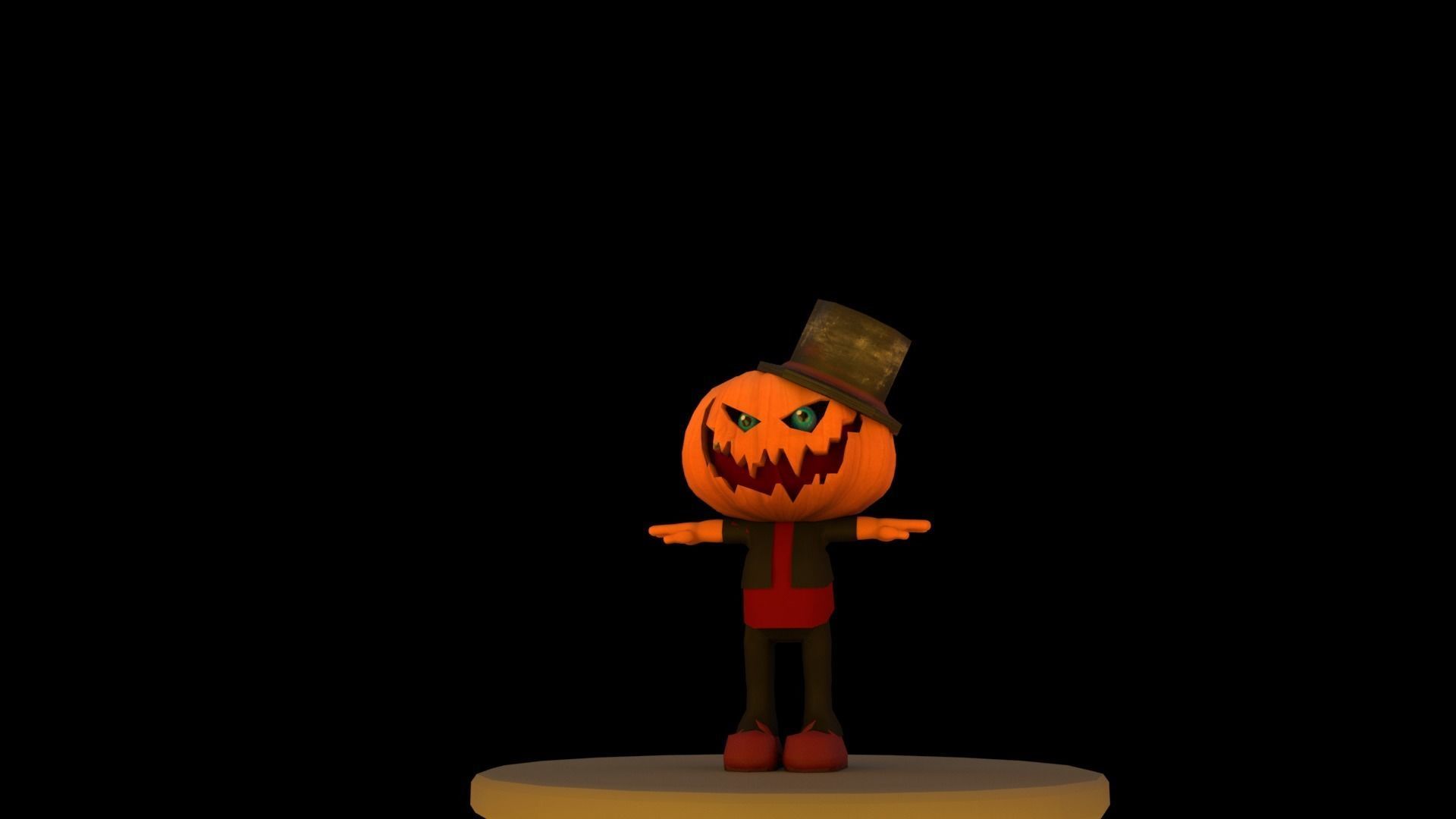 Halloween Pumpkin Character Low-poly 3D model_12