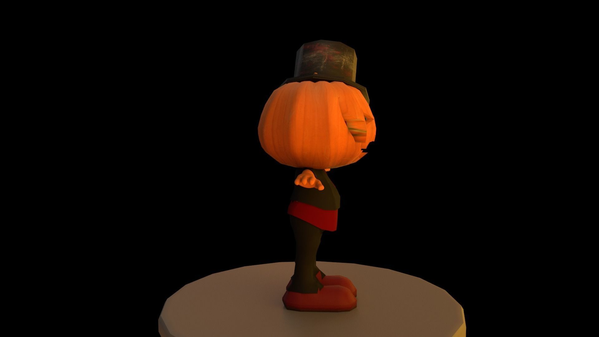 Halloween Pumpkin Character Low-poly 3D model_6