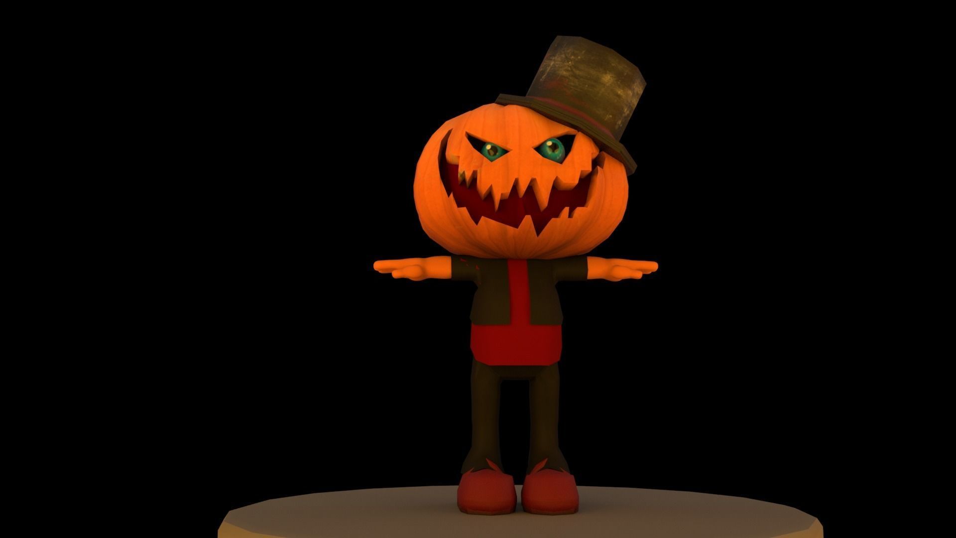 Halloween Pumpkin Character Low-poly 3D model_7