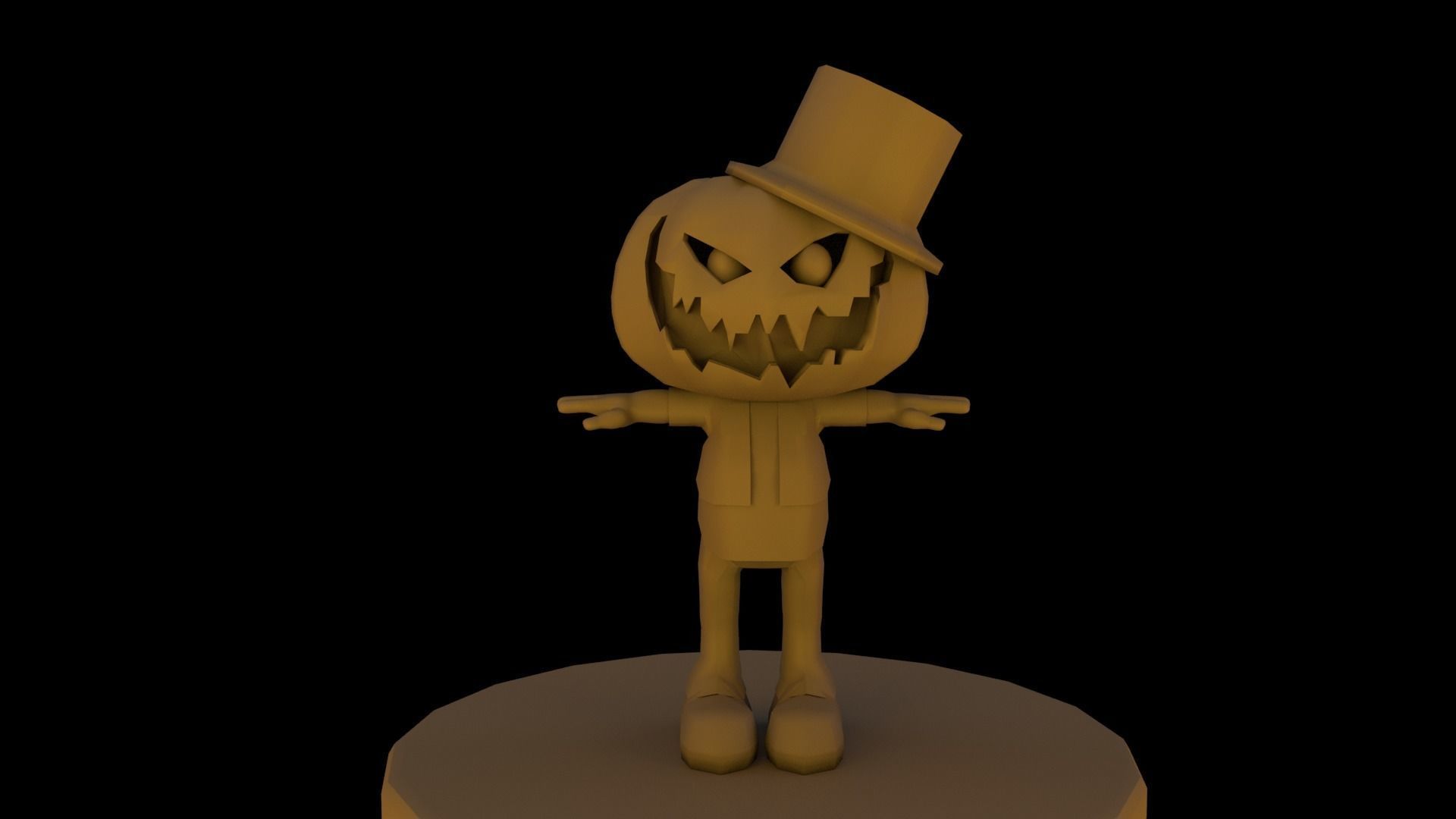 Halloween Pumpkin Character Low-poly 3D model_14