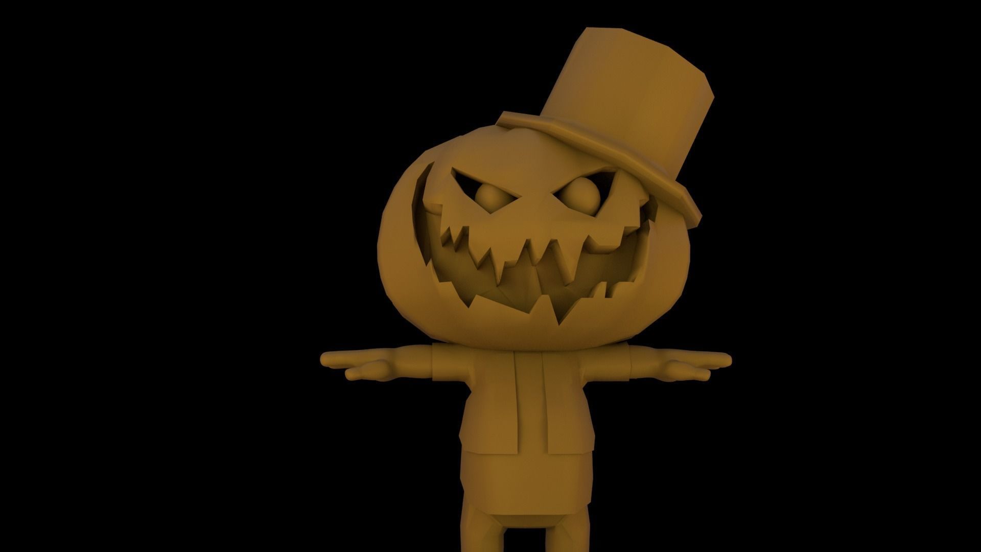 Halloween Pumpkin Character Low-poly 3D model_15