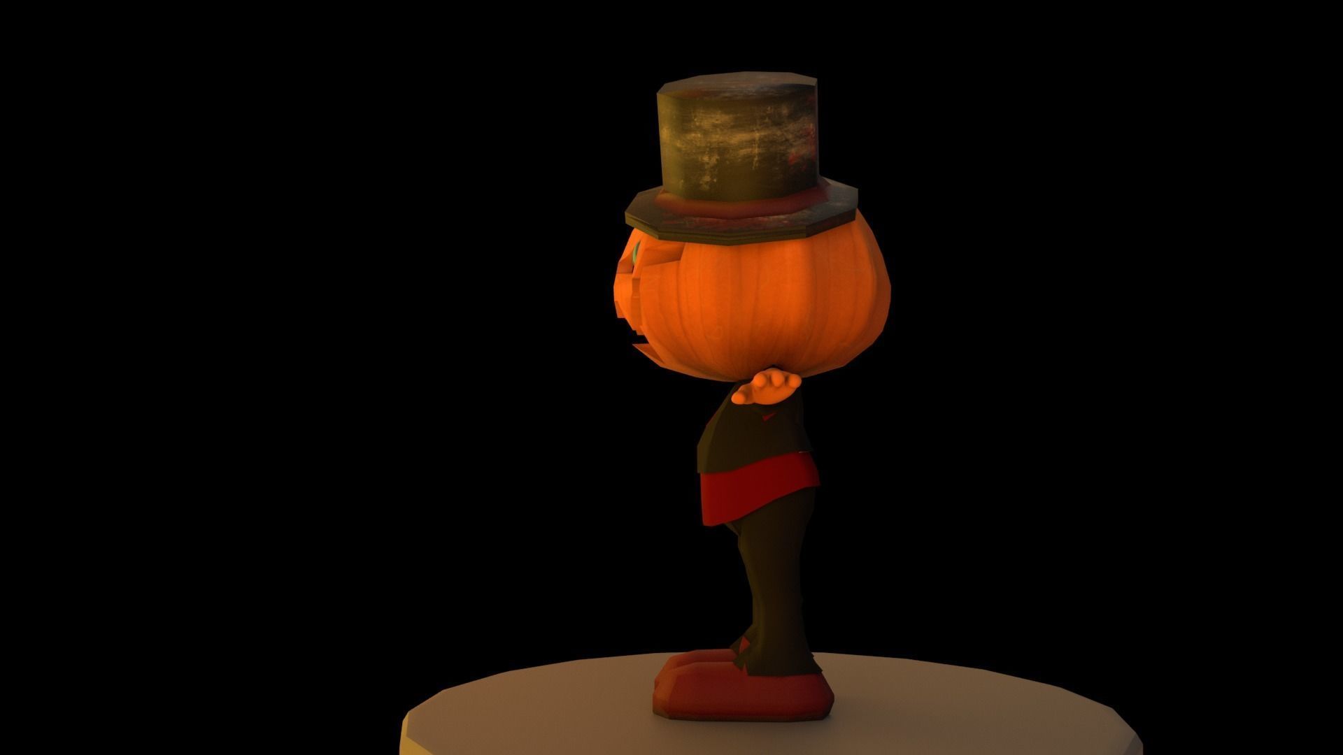 Halloween Pumpkin Character Low-poly 3D model_3