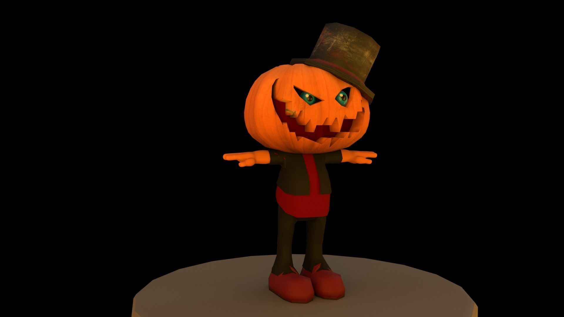Halloween Pumpkin Character Low-poly 3D model_10