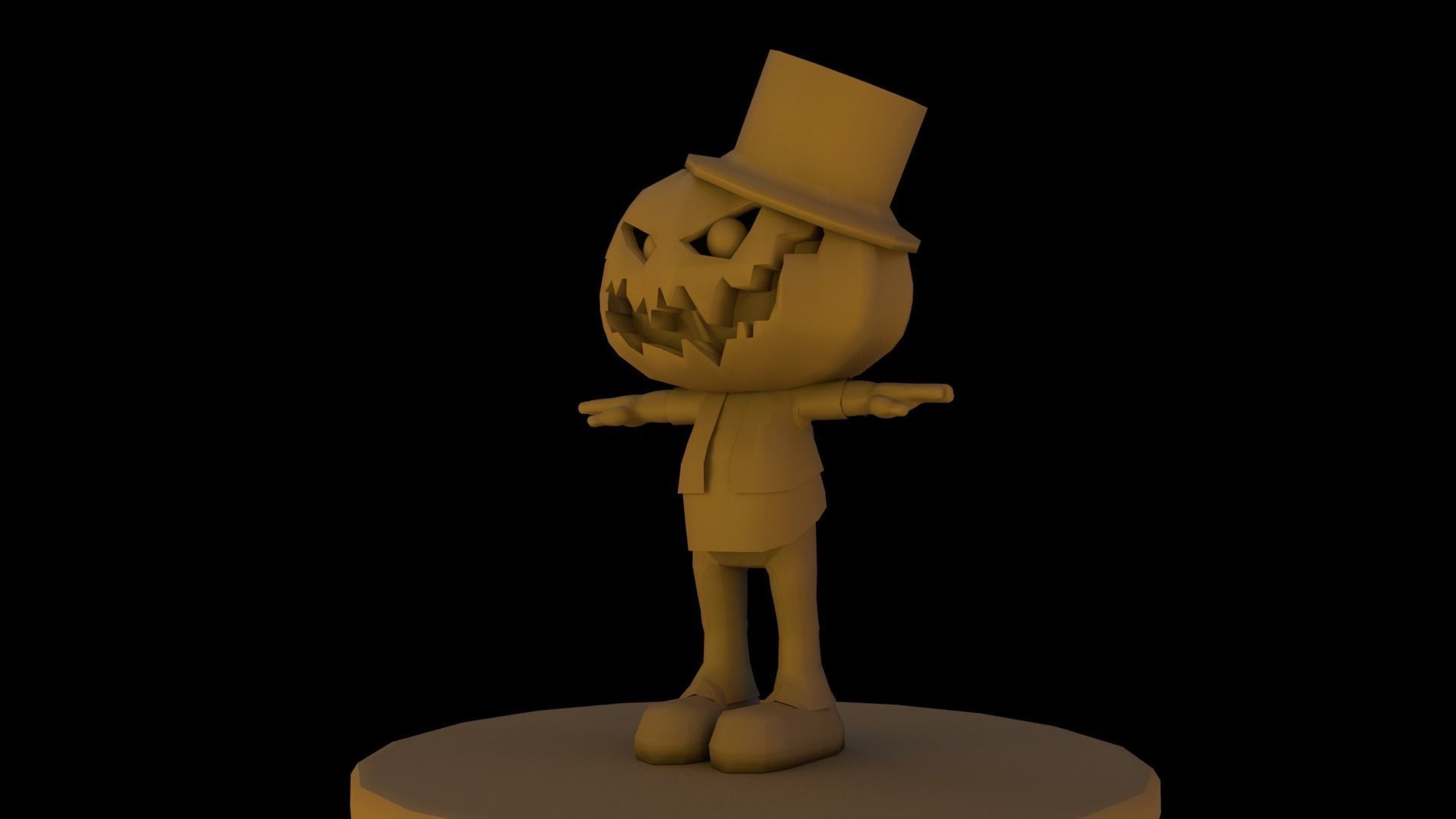 Halloween Pumpkin Character Low-poly 3D model_13