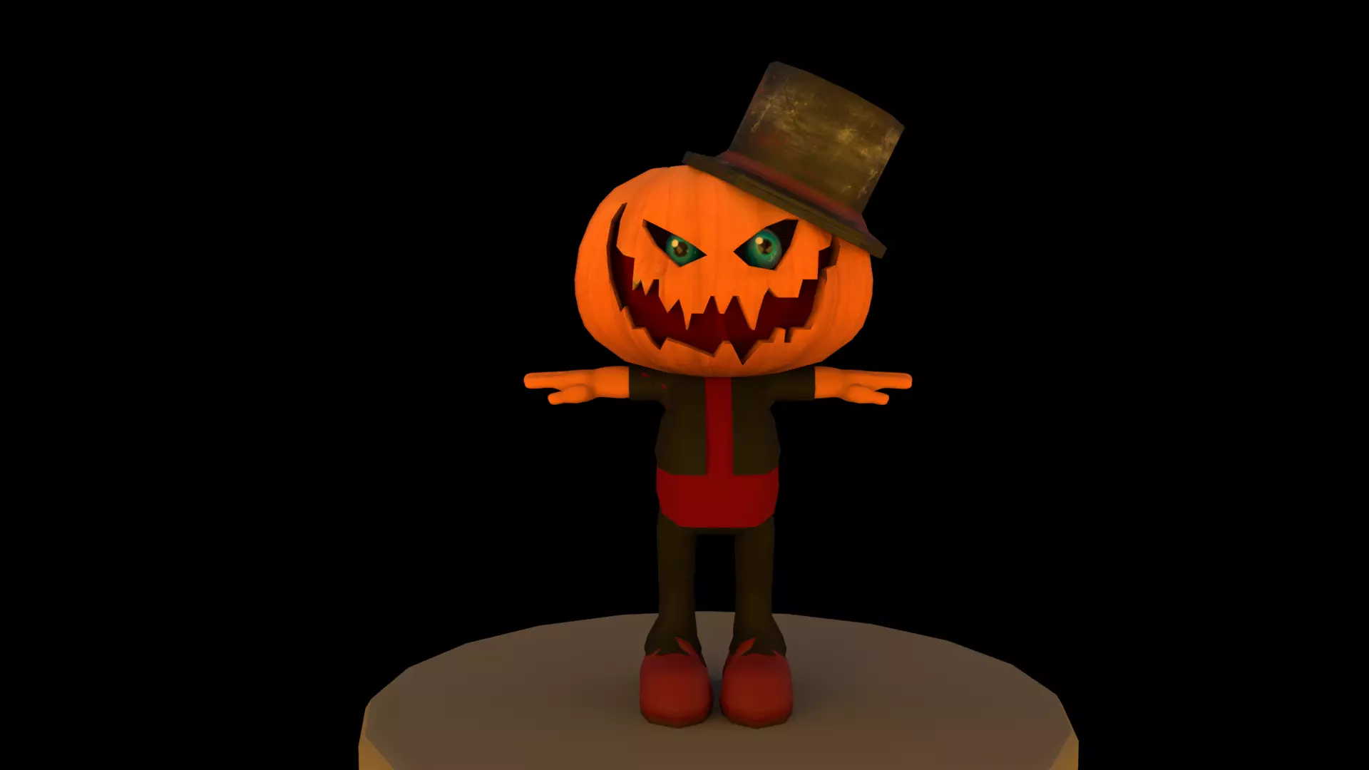 Halloween Pumpkin Character Low-poly 3D model_0