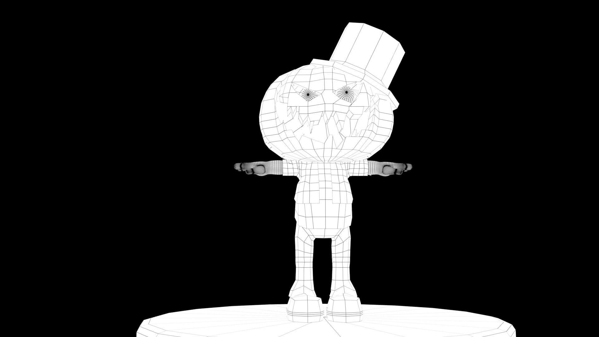 Halloween Pumpkin Character Low-poly 3D model_32