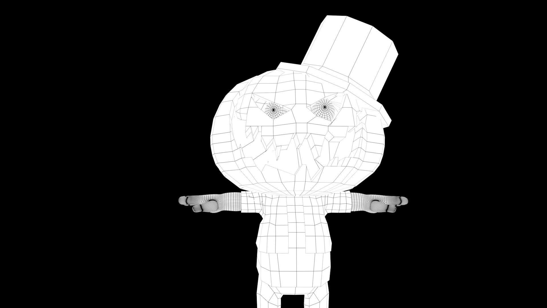 Halloween Pumpkin Character Low-poly 3D model_26