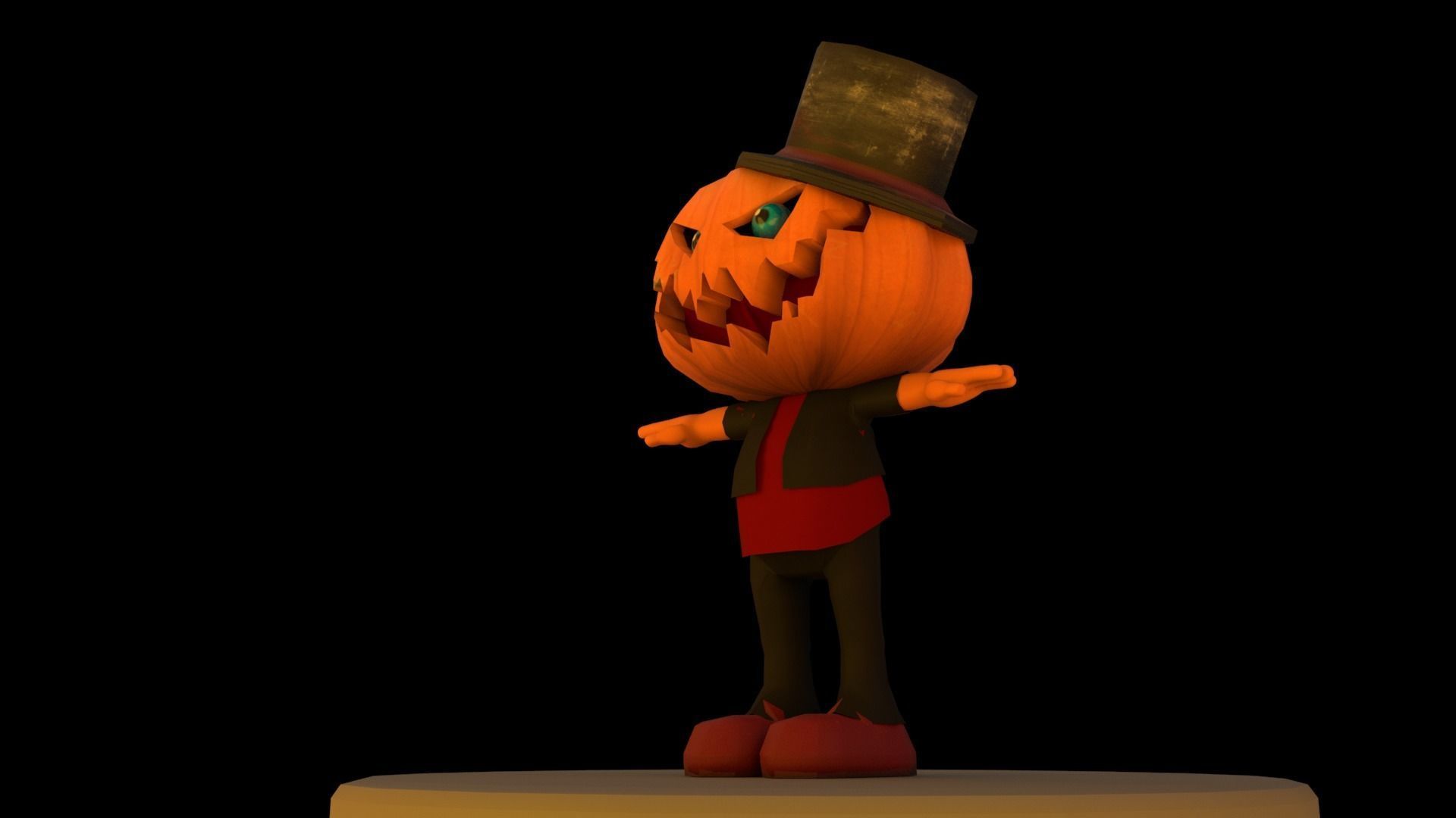 Halloween Pumpkin Character Low-poly 3D model_9