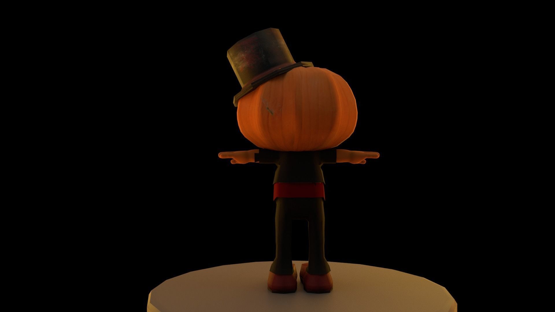 Halloween Pumpkin Character Low-poly 3D model_4