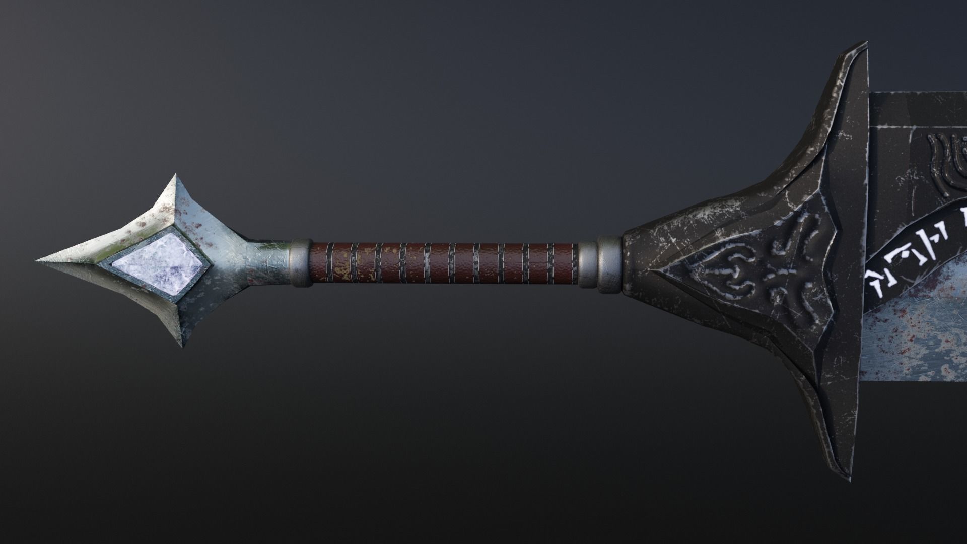 Two-handed sword Low-poly 3D model_6