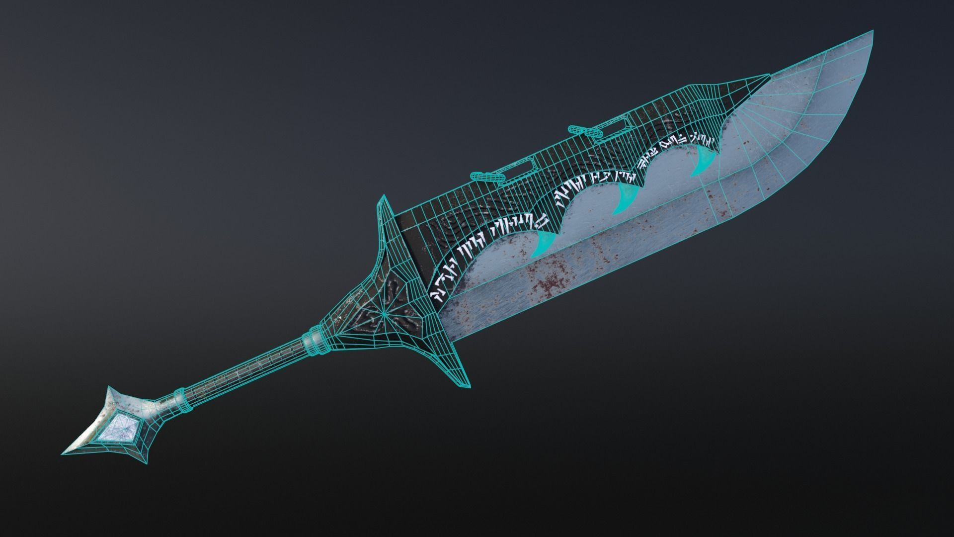 Two-handed sword Low-poly 3D model_5