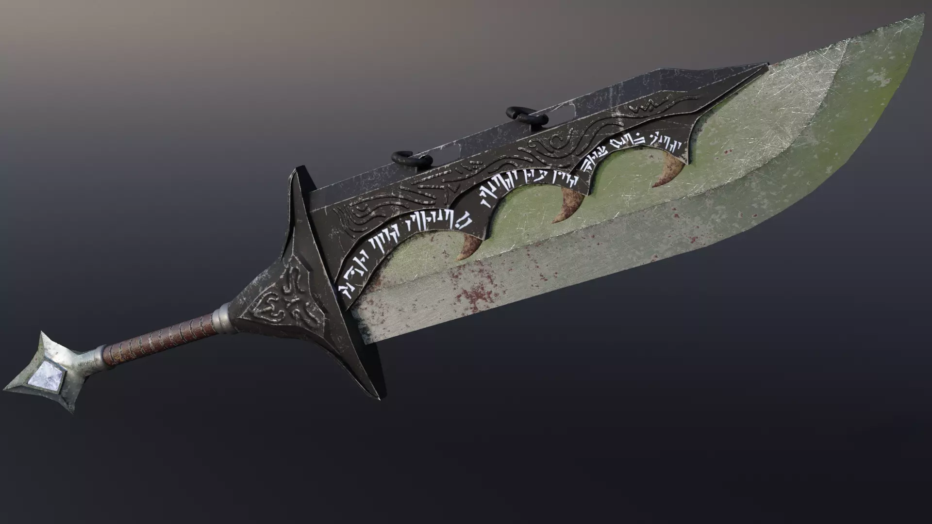 Two-handed sword Low-poly 3D model_0