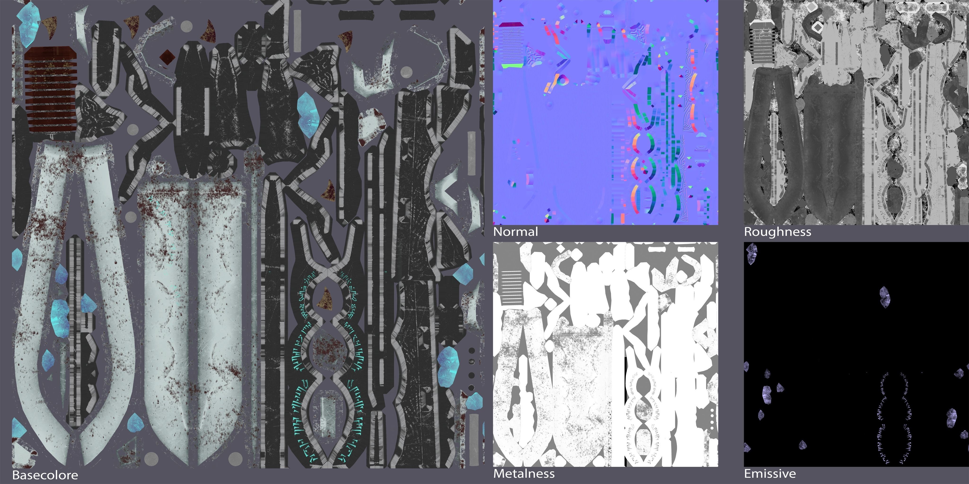 Two-handed sword Low-poly 3D model_7