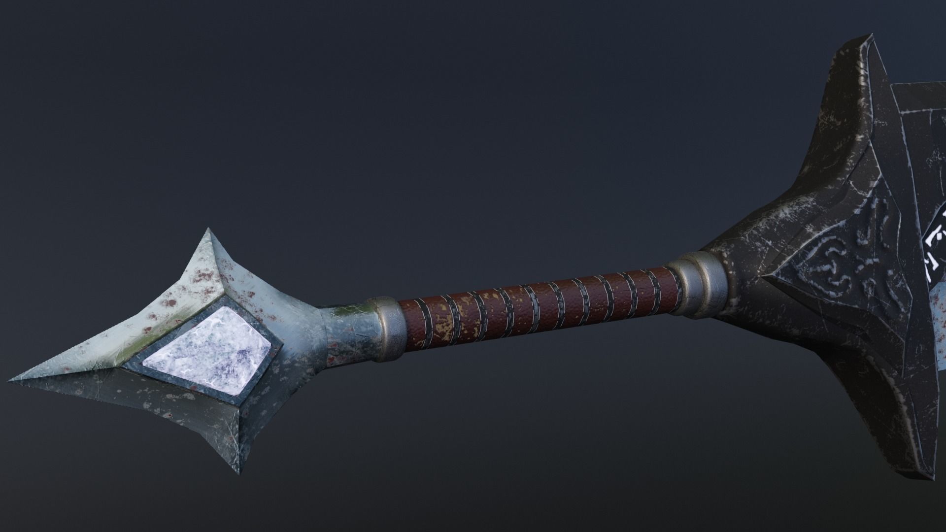 Two-handed sword Low-poly 3D model_3