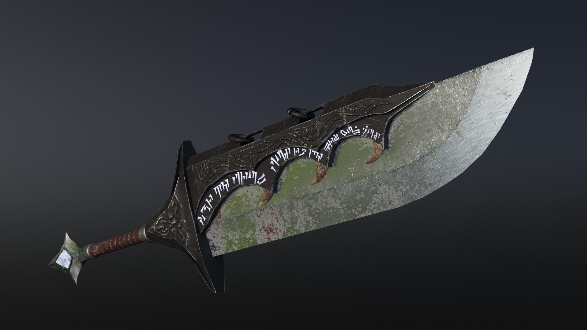 Two-handed sword Low-poly 3D model_1