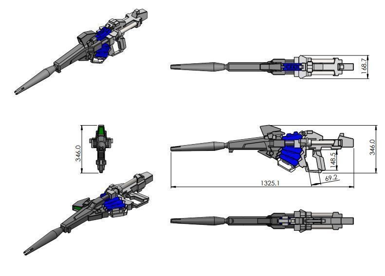 Gundam unicorn beam magnum - human size 3D print model_1