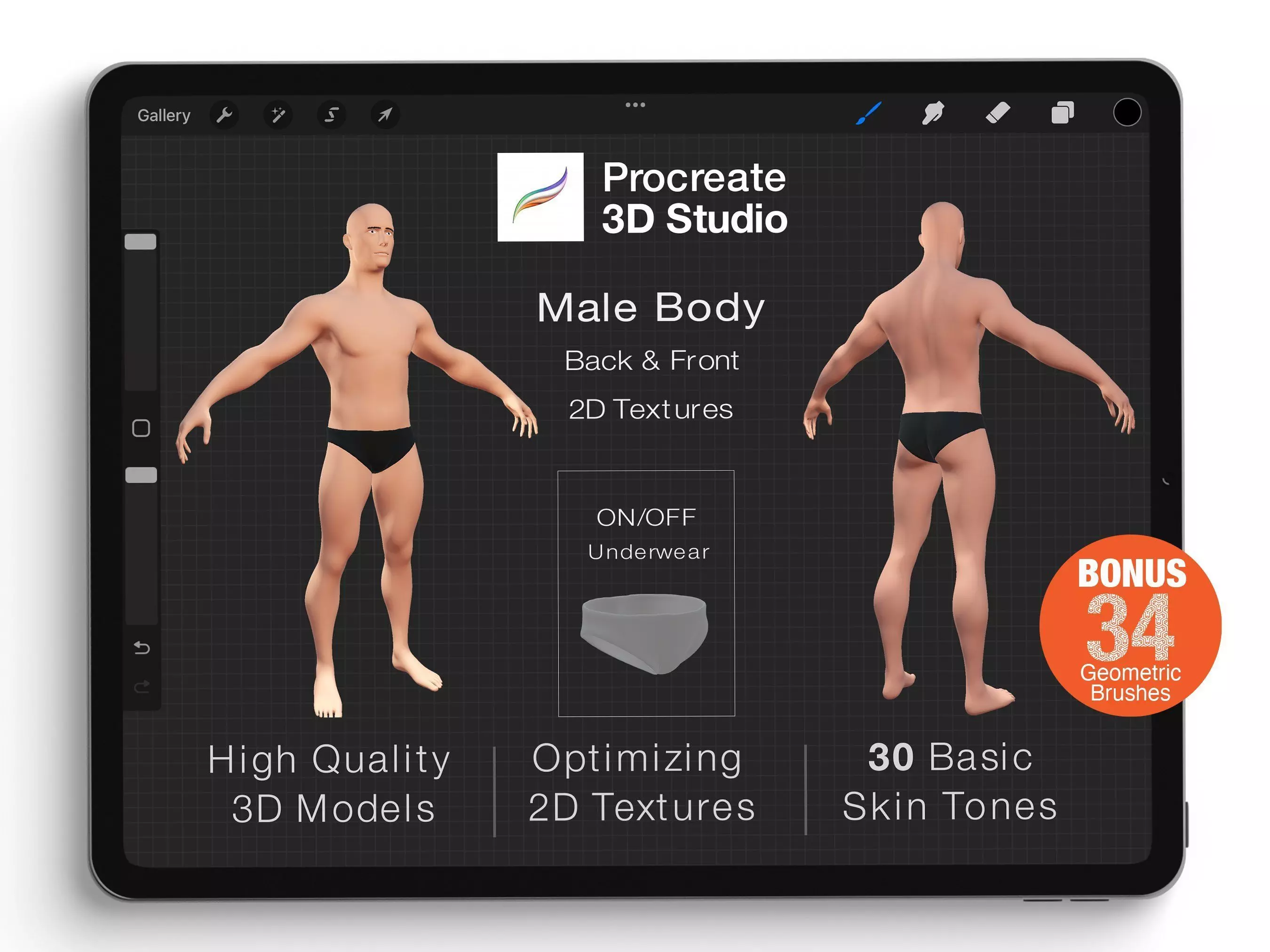 Procreate 3d Model - Full Body Male 3D model_0