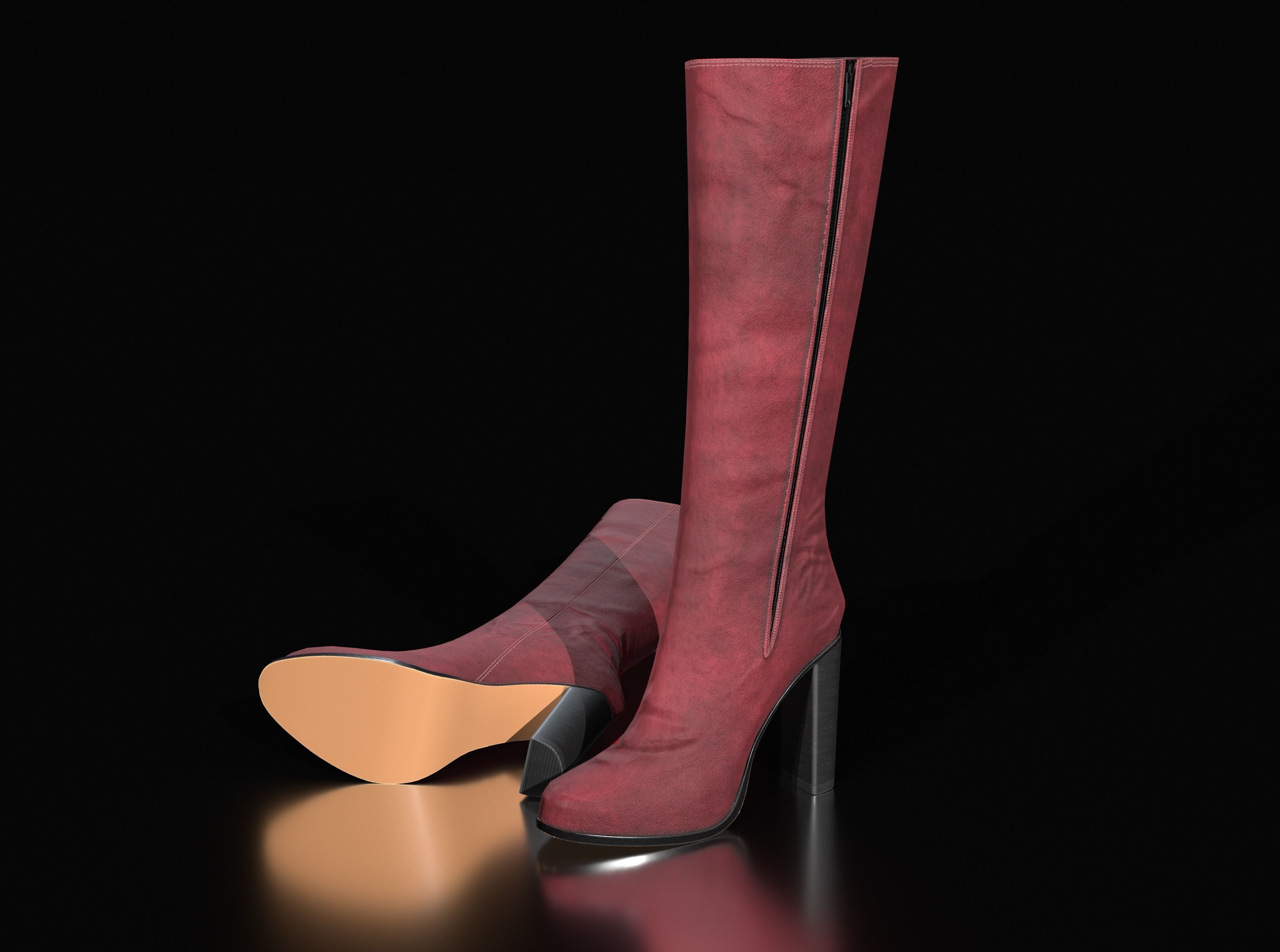 High Heel Boots Low-poly 3D model_10