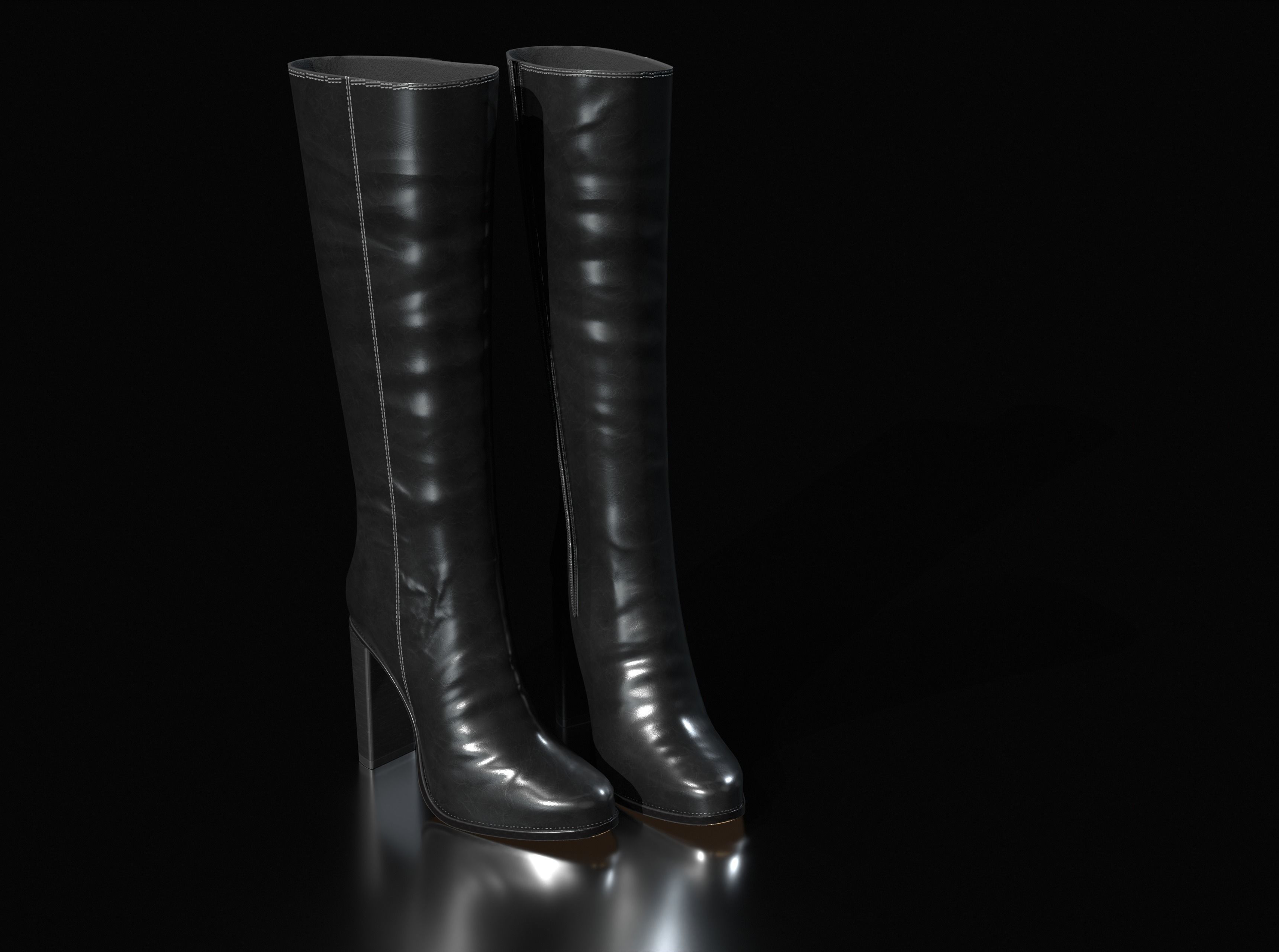 High Heel Boots Low-poly 3D model_2