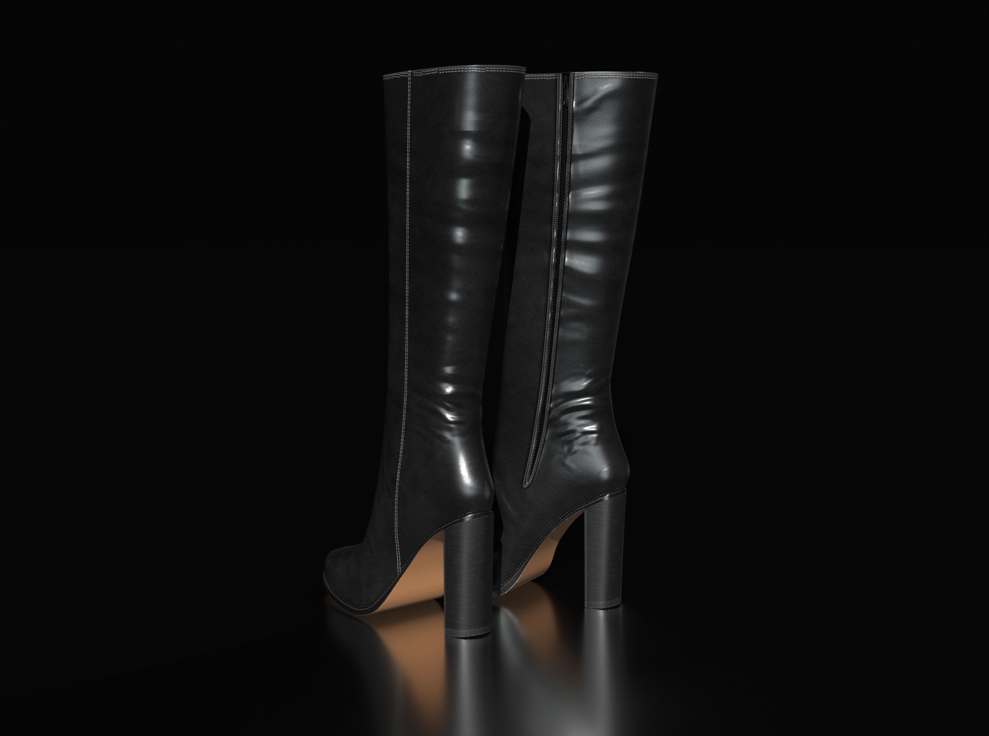 High Heel Boots Low-poly 3D model_3