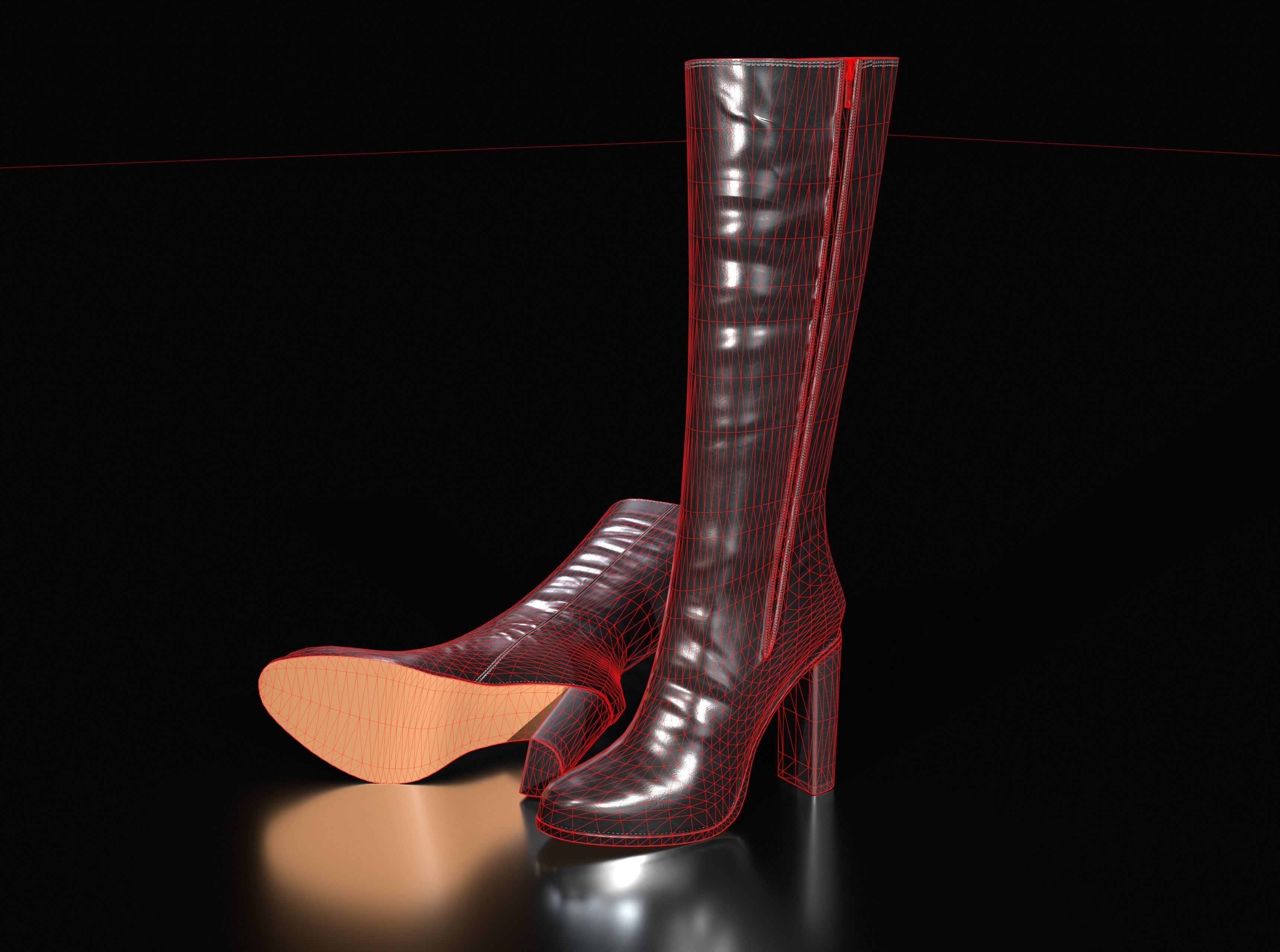 High Heel Boots Low-poly 3D model_5