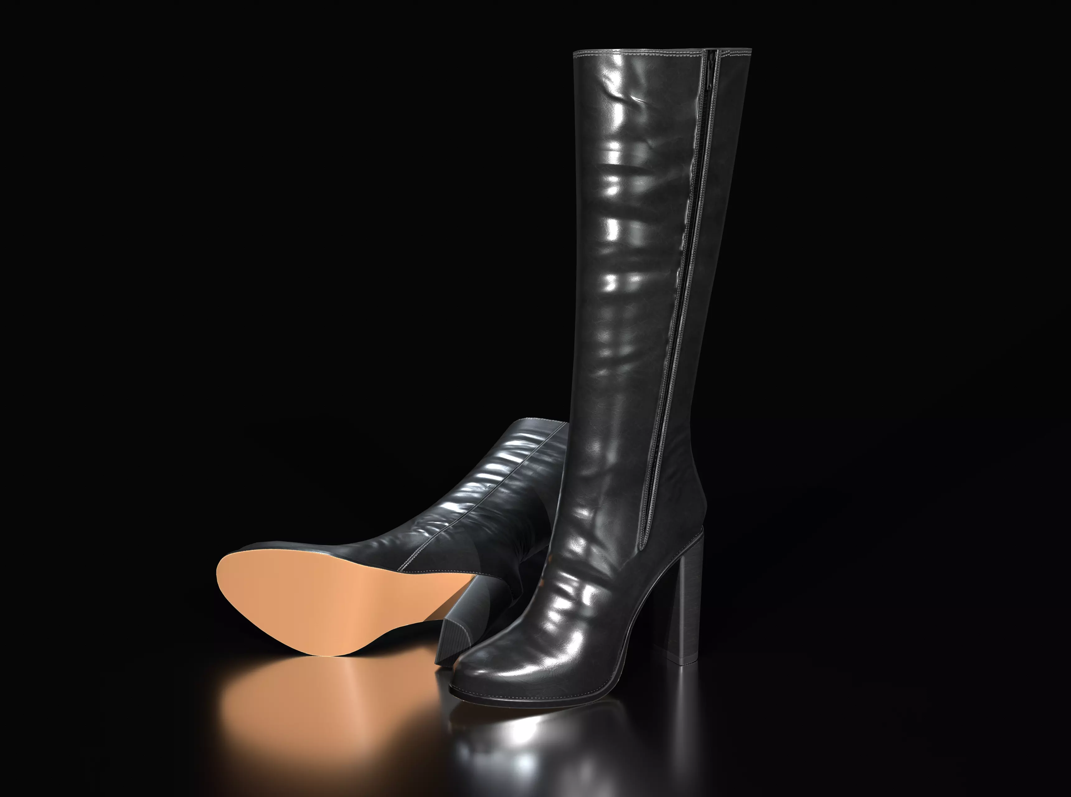 High Heel Boots Low-poly 3D model_0