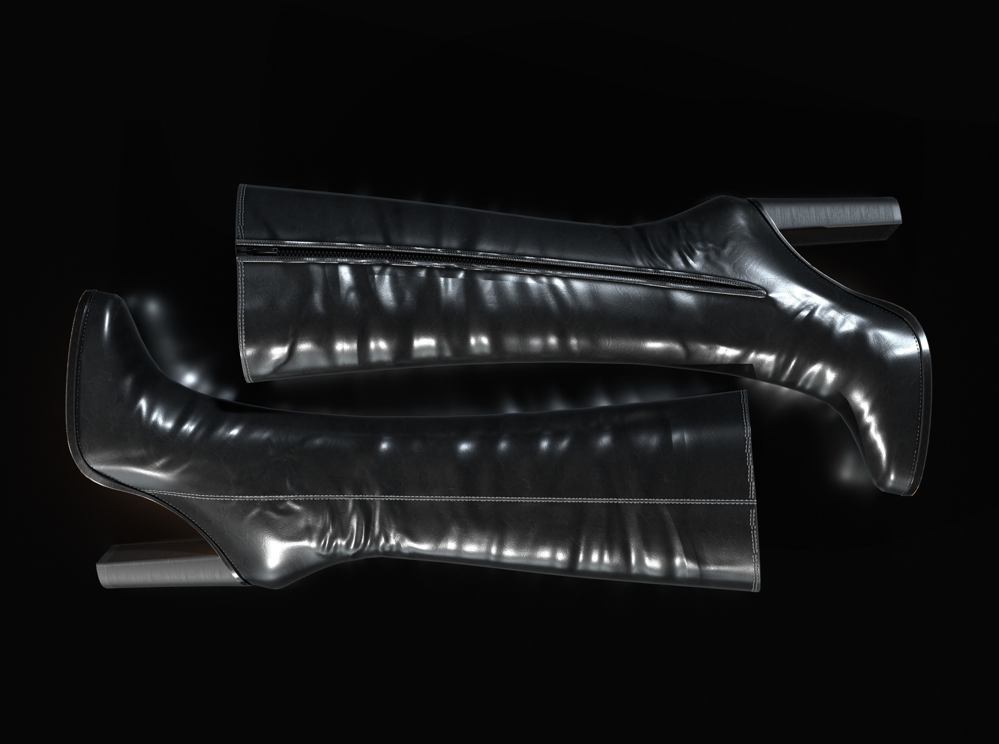 High Heel Boots Low-poly 3D model_4