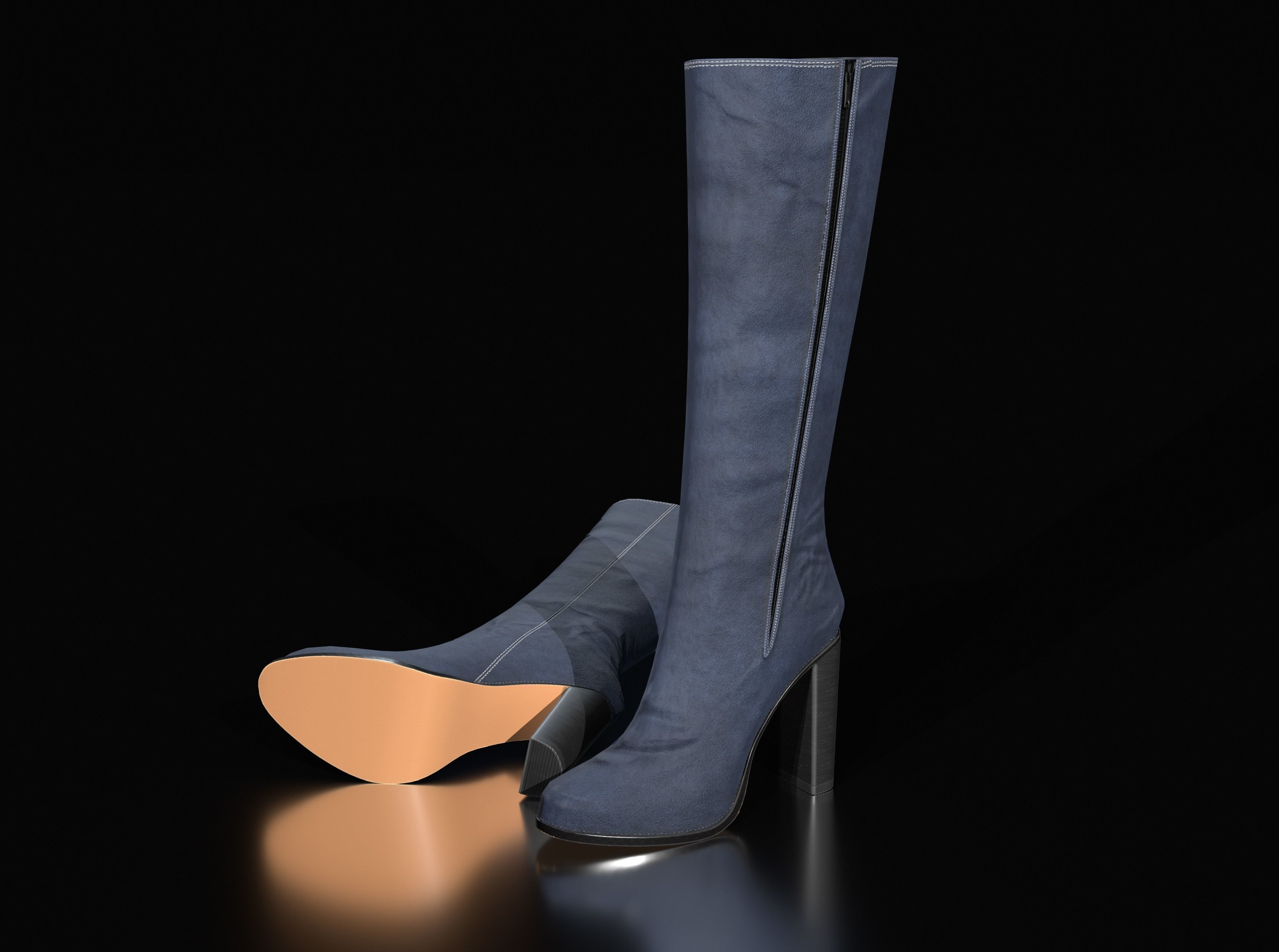 High Heel Boots Low-poly 3D model_8