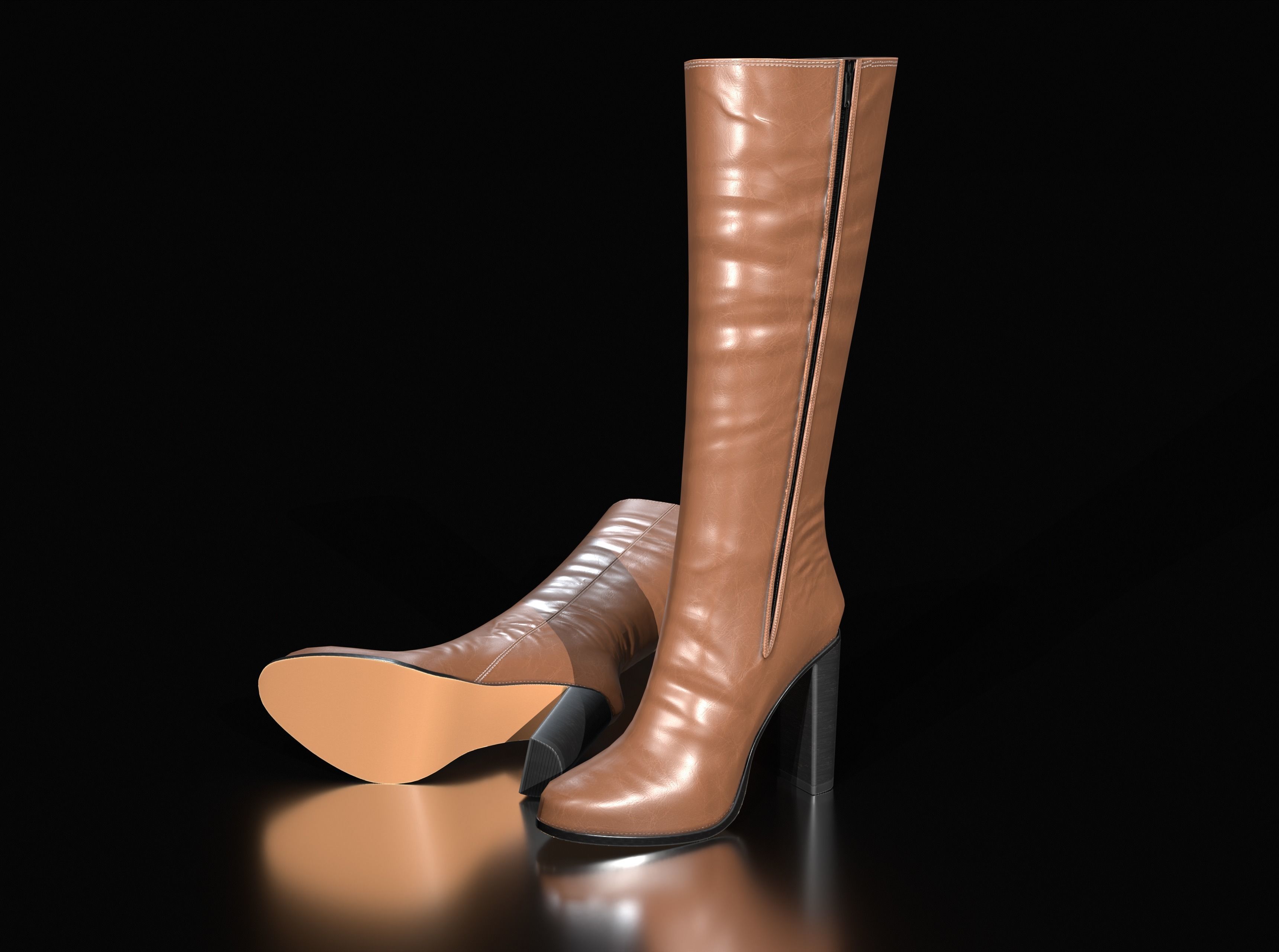 High Heel Boots Low-poly 3D model_6