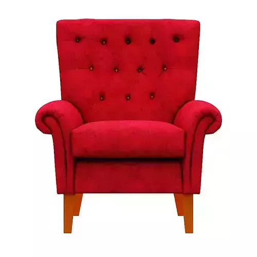 contemporary armchair Red fabric and gold foil