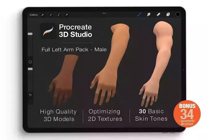 Procreate 3d Model - Left Arm Male 3D model