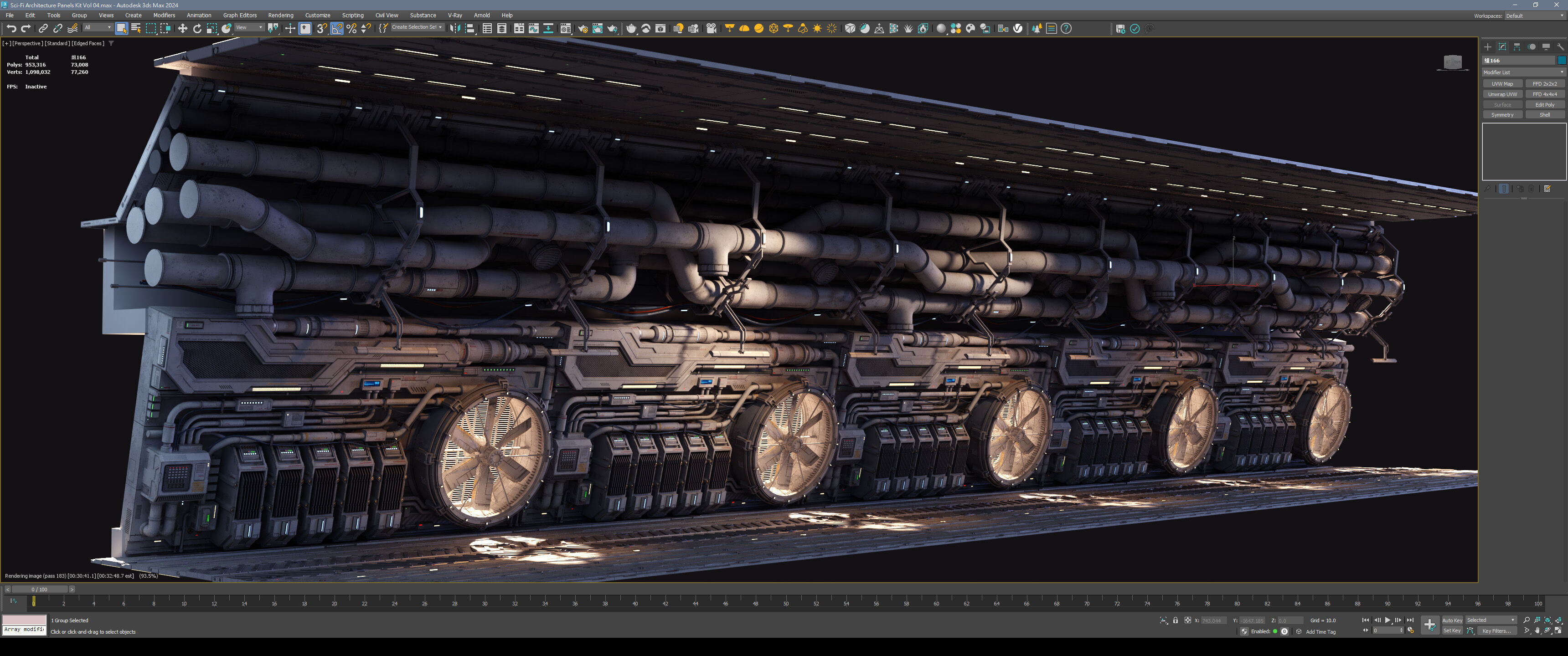 Sci-Fi Architecture Panels Kit Vol 04-PBR Low-poly 3D model_45