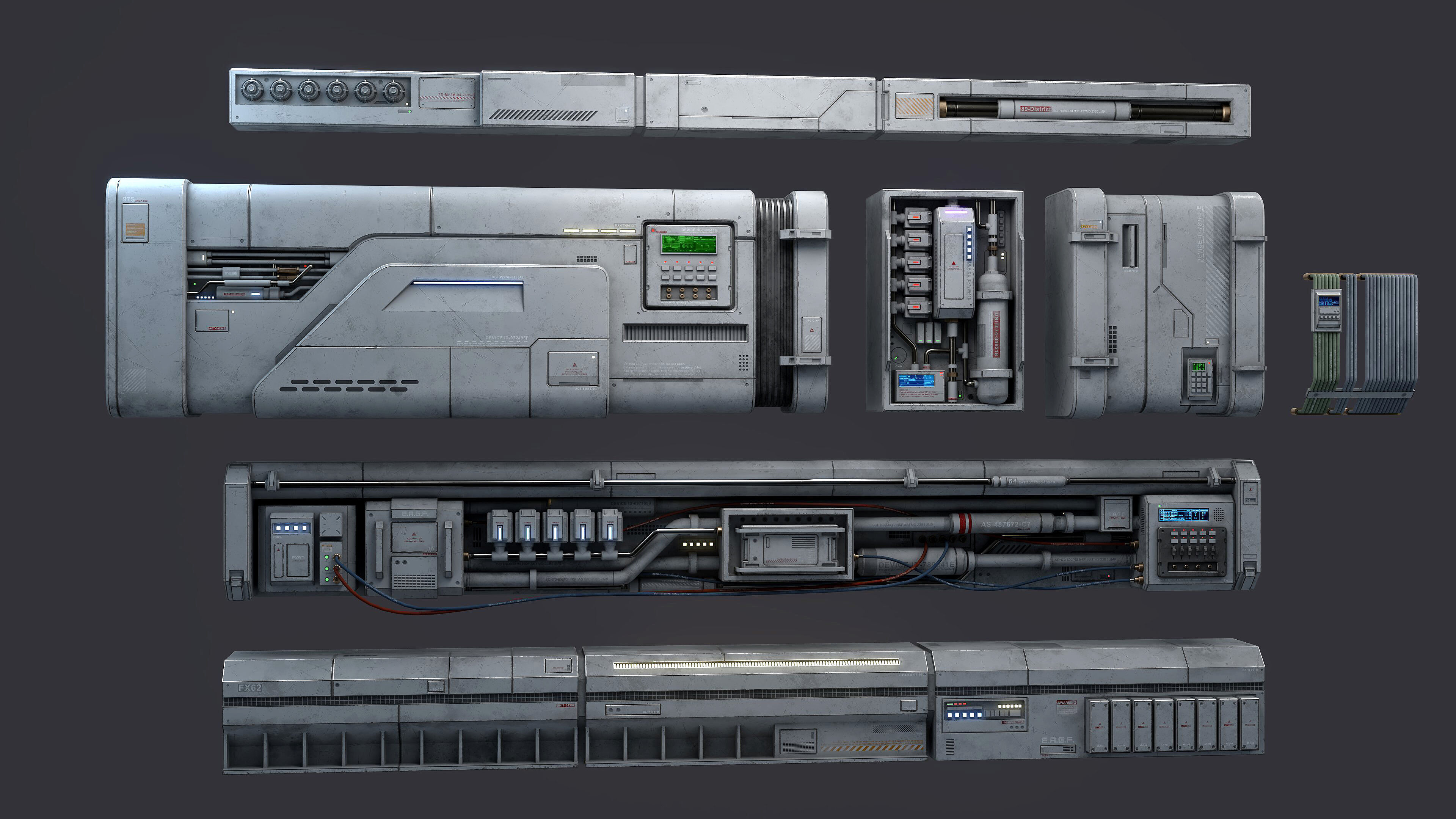 Sci-Fi Architecture Panels Kit Vol 04-PBR Low-poly 3D model_7
