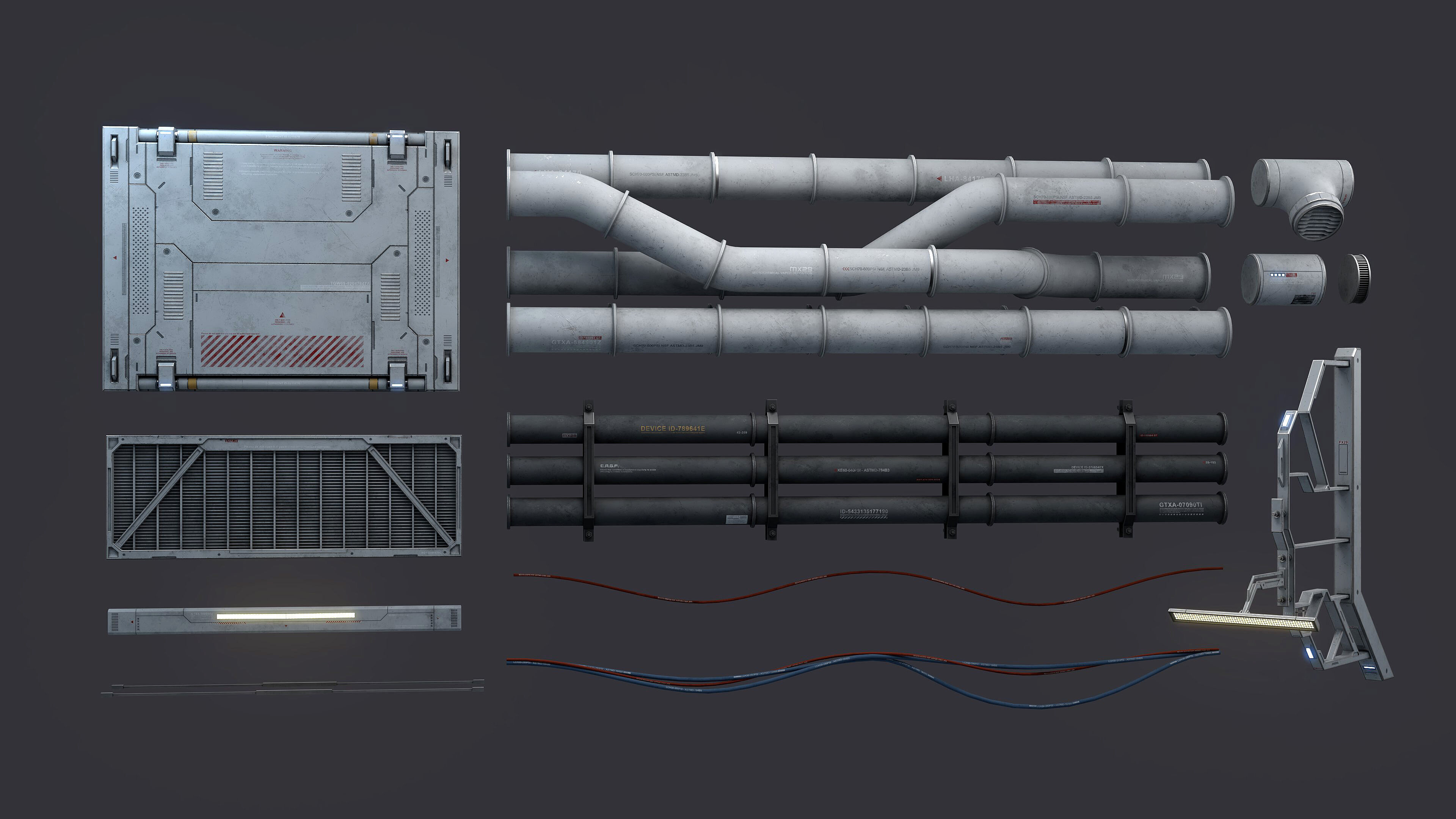 Sci-Fi Architecture Panels Kit Vol 04-PBR Low-poly 3D model_20
