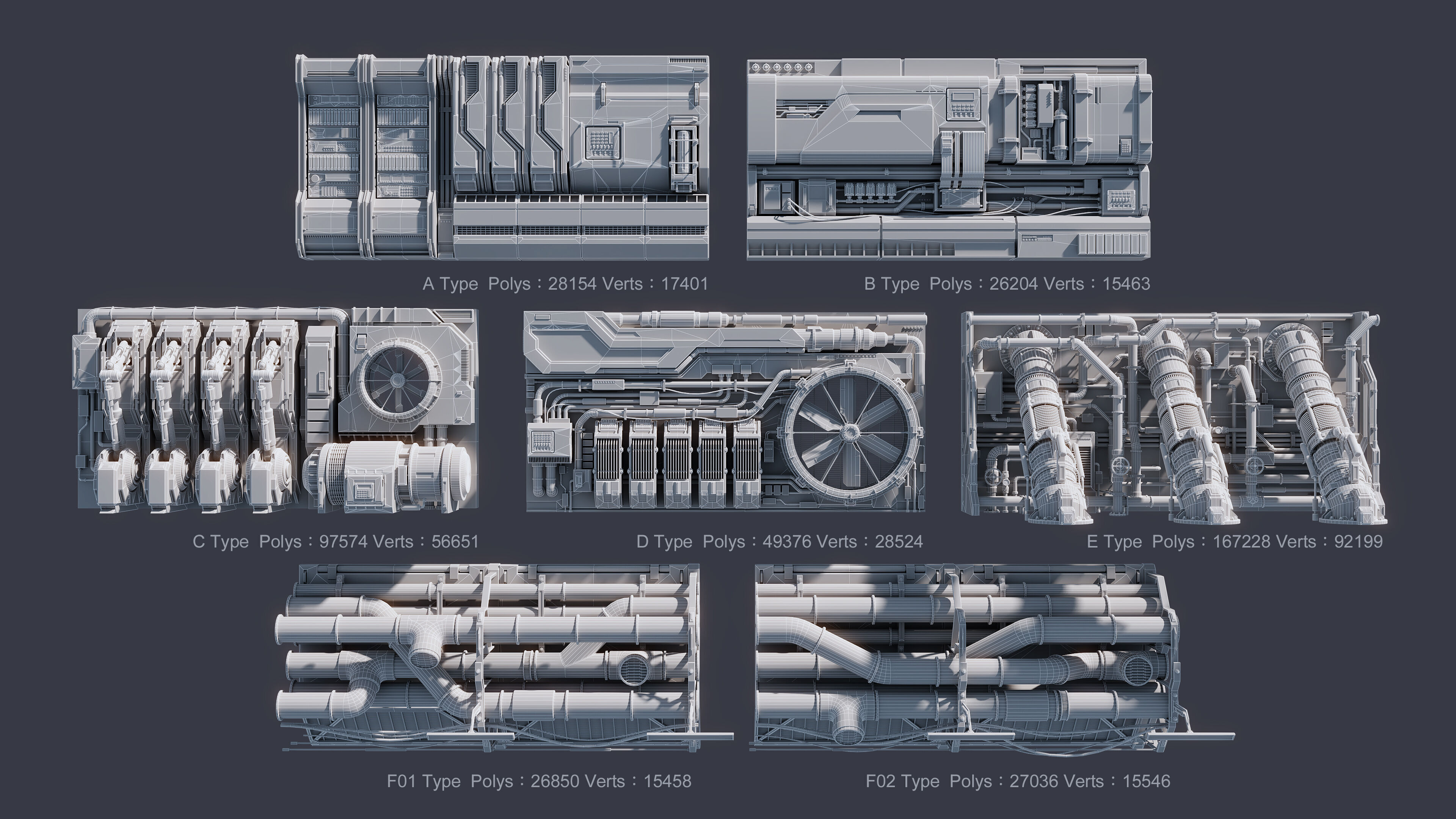 Sci-Fi Architecture Panels Kit Vol 04-PBR Low-poly 3D model_2