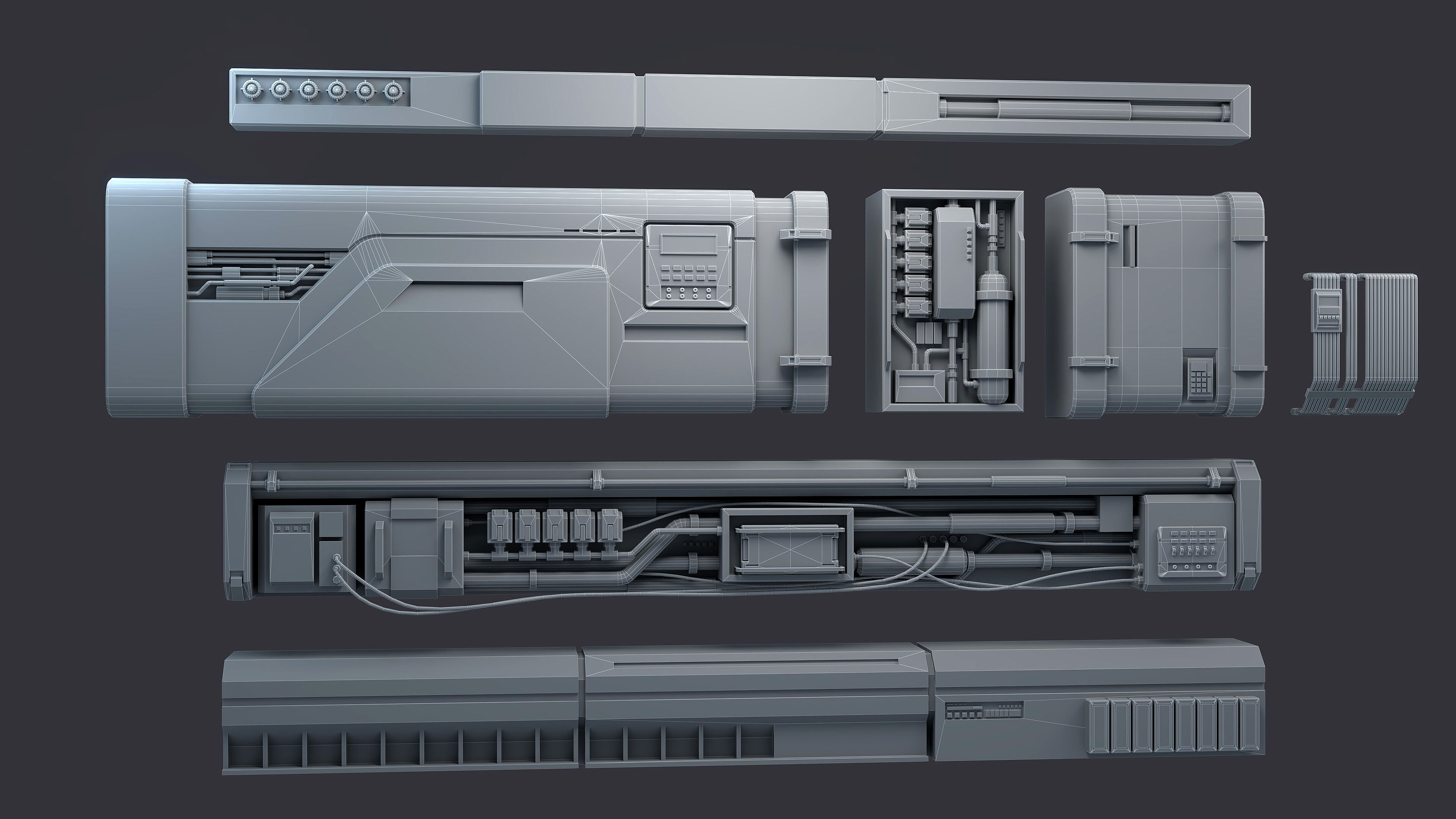 Sci-Fi Architecture Panels Kit Vol 04-PBR Low-poly 3D model_8