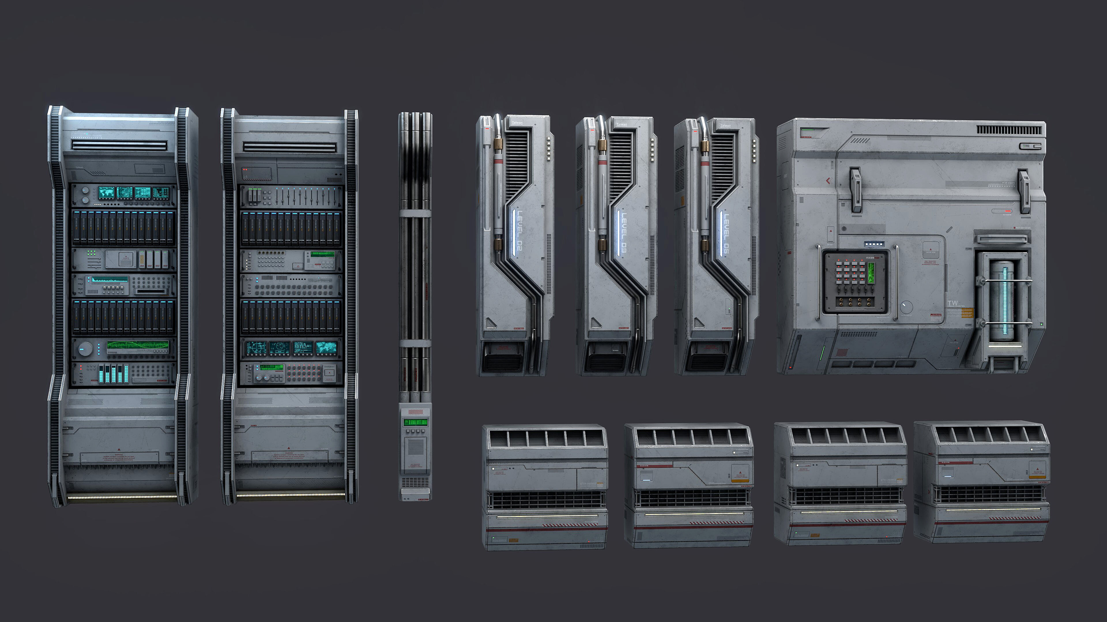 Sci-Fi Architecture Panels Kit Vol 04-PBR Low-poly 3D model_4