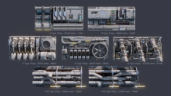 Sci-Fi Architecture Panels Kit Vol 04-PBR Low-poly 3D model 2