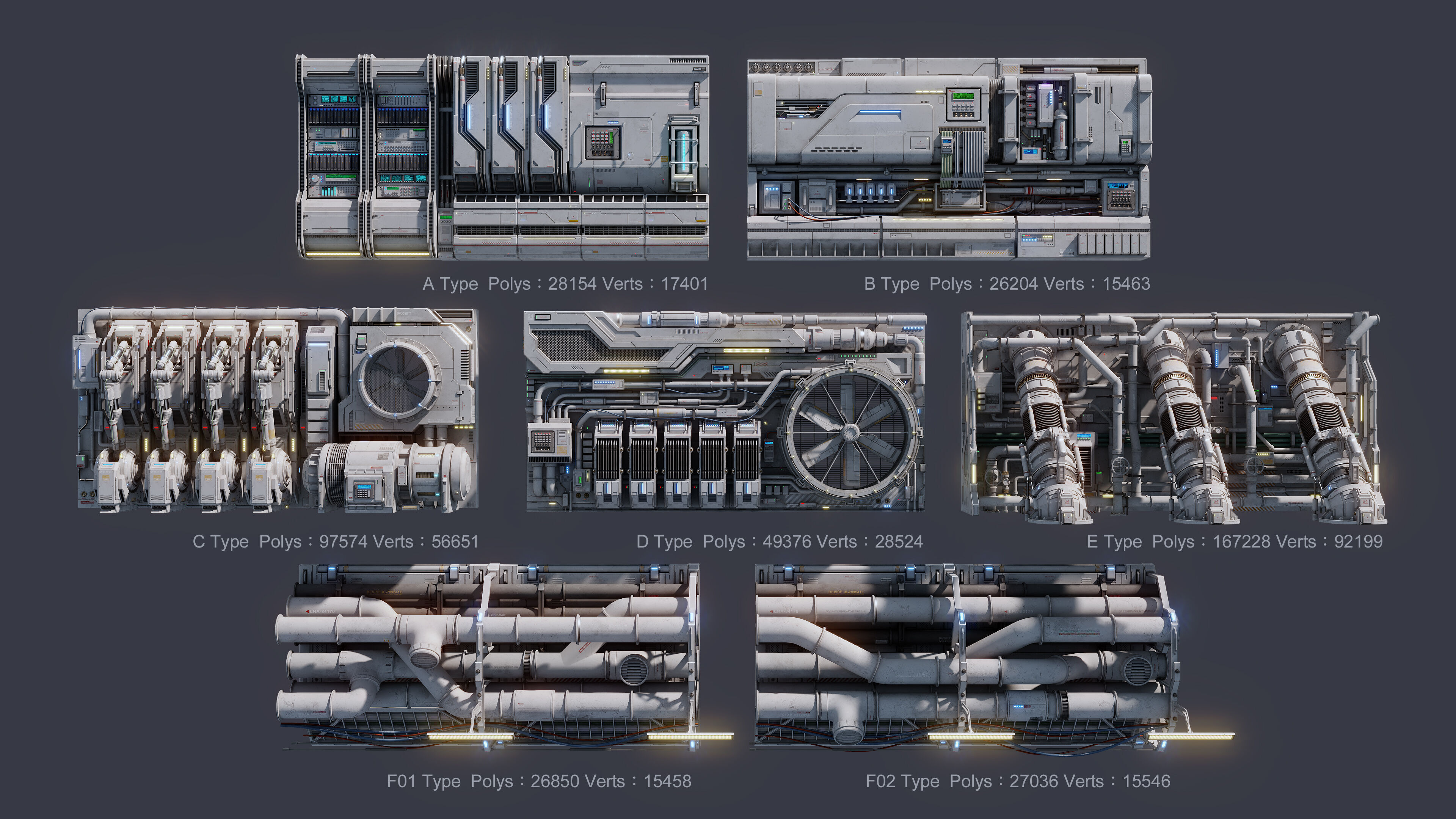 Sci-Fi Architecture Panels Kit Vol 04-PBR Low-poly 3D model_1