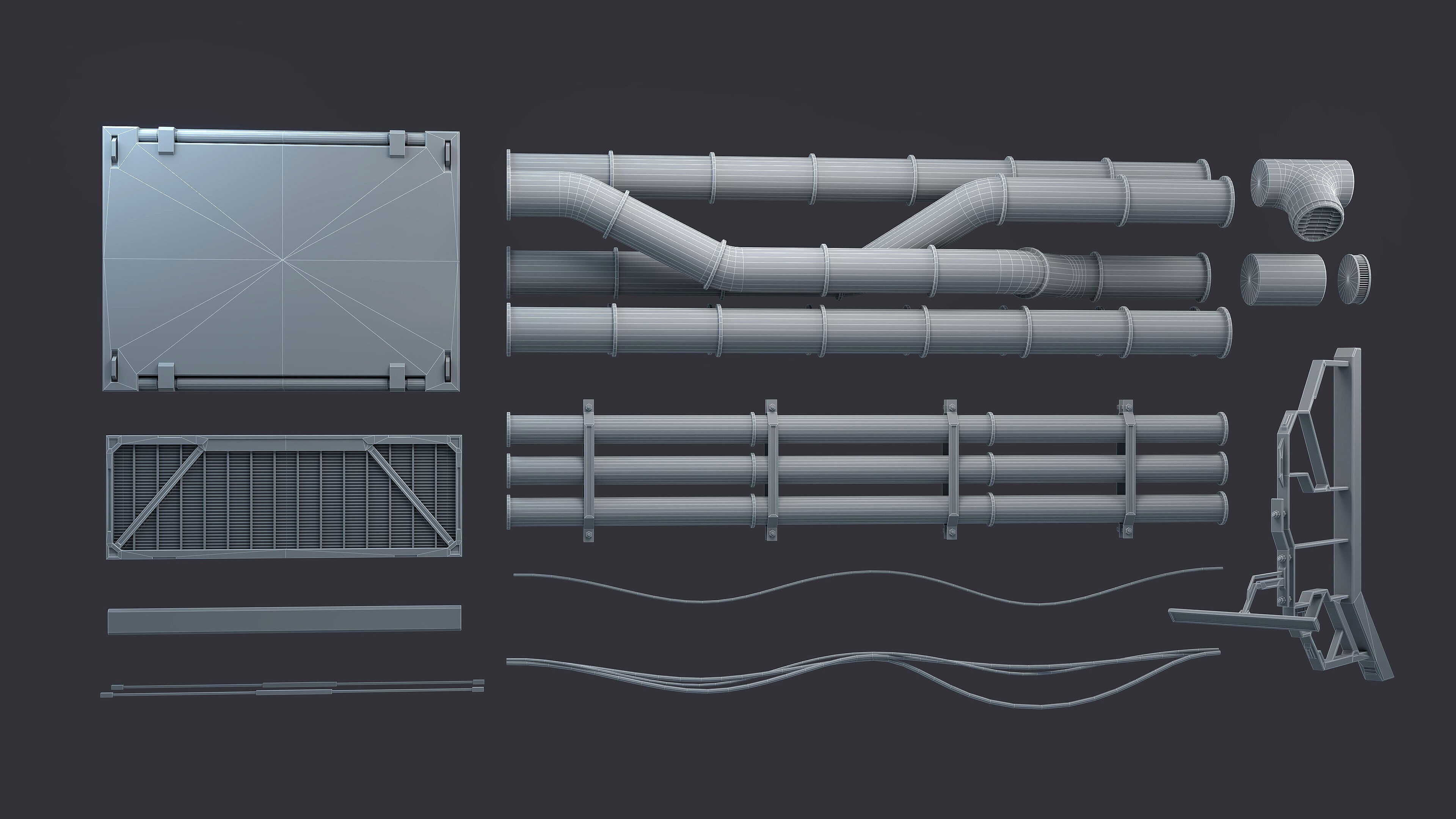 Sci-Fi Architecture Panels Kit Vol 04-PBR Low-poly 3D model_21