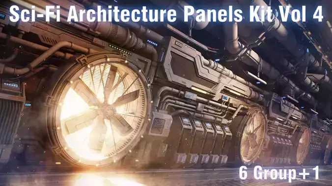 Sci-Fi Architecture Panels Kit Vol 04-PBR Low-poly 3D model