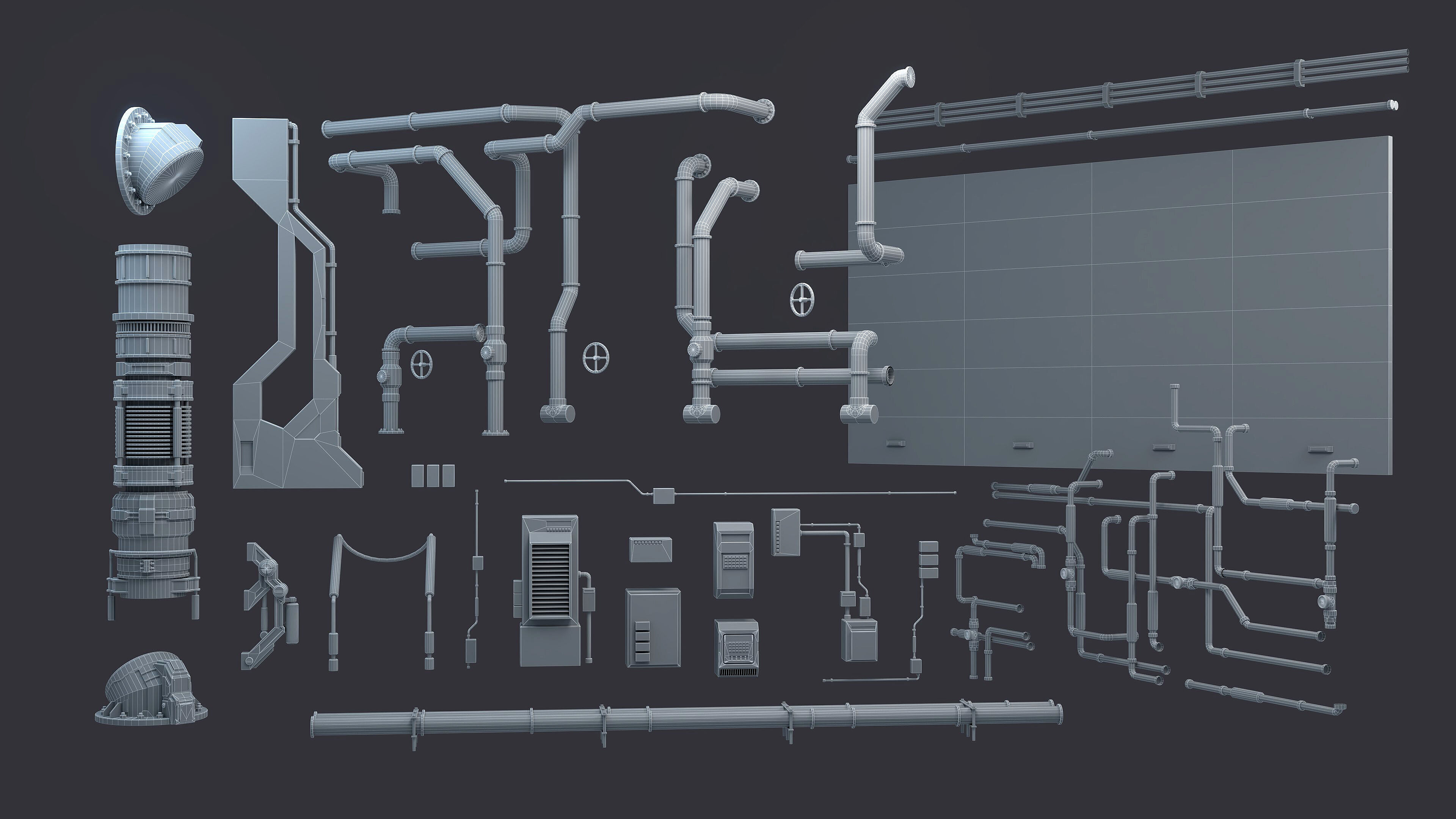 Sci-Fi Architecture Panels Kit Vol 04-PBR Low-poly 3D model_17