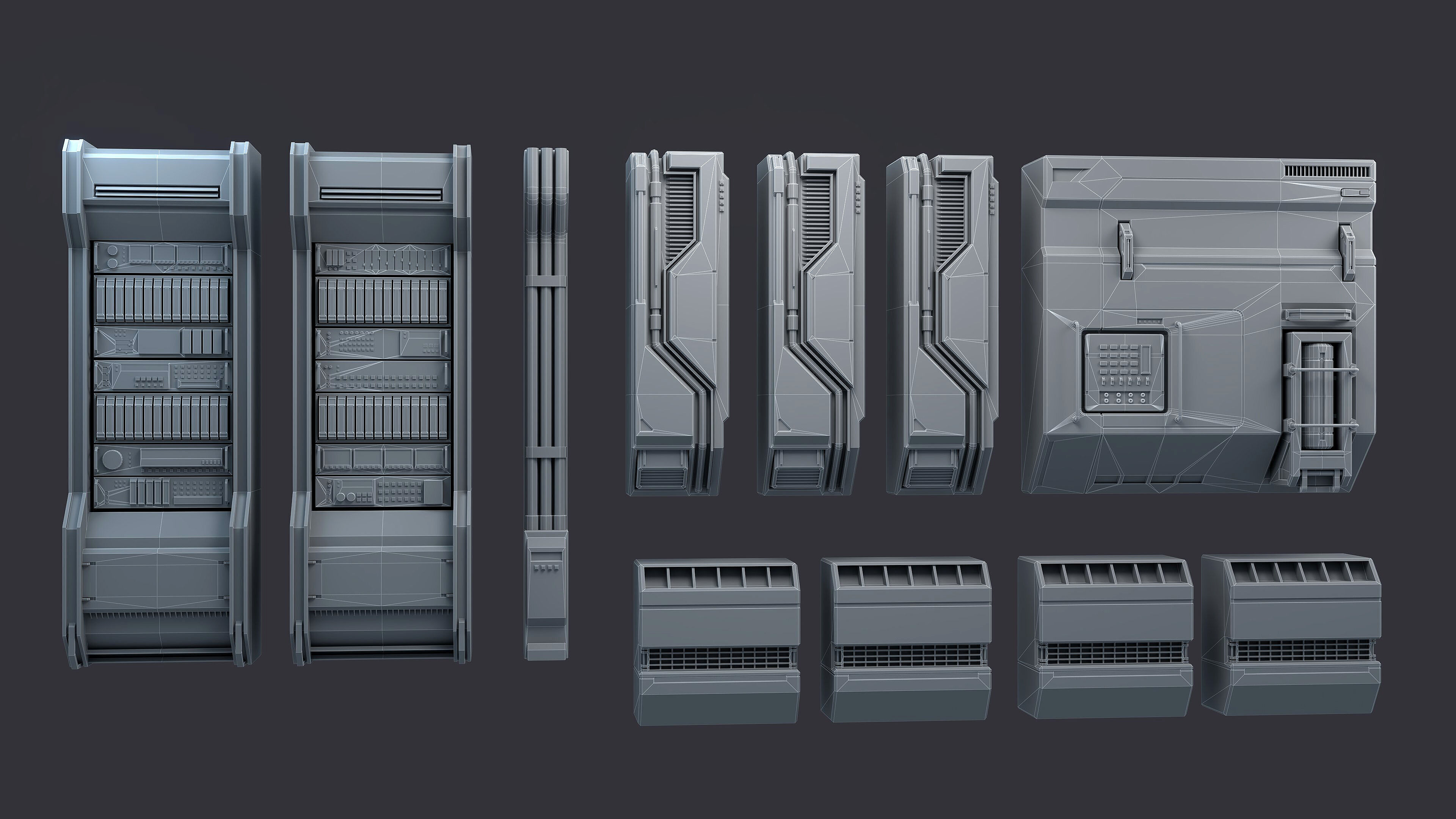 Sci-Fi Architecture Panels Kit Vol 04-PBR Low-poly 3D model_5