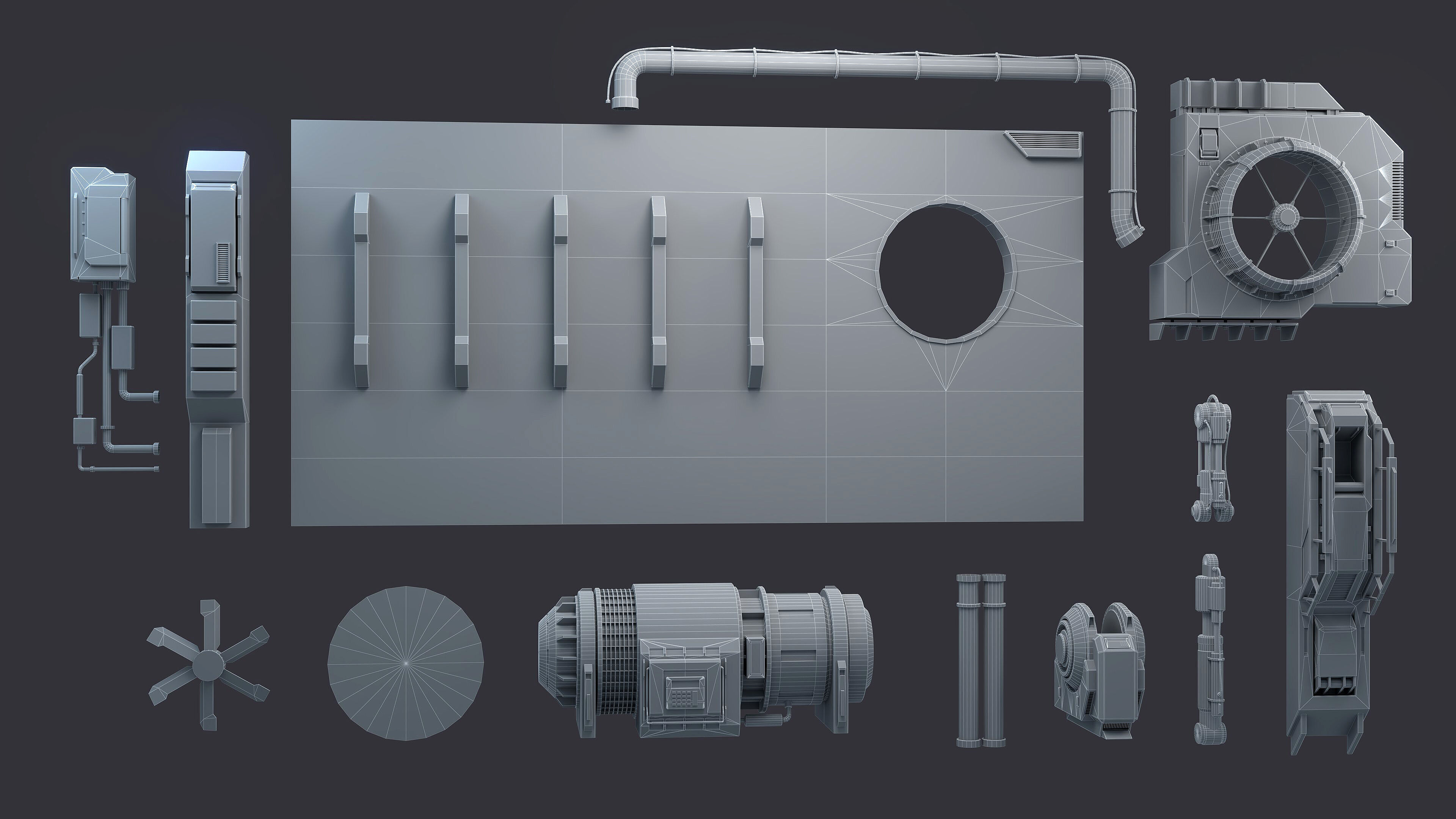 Sci-Fi Architecture Panels Kit Vol 04-PBR Low-poly 3D model_11