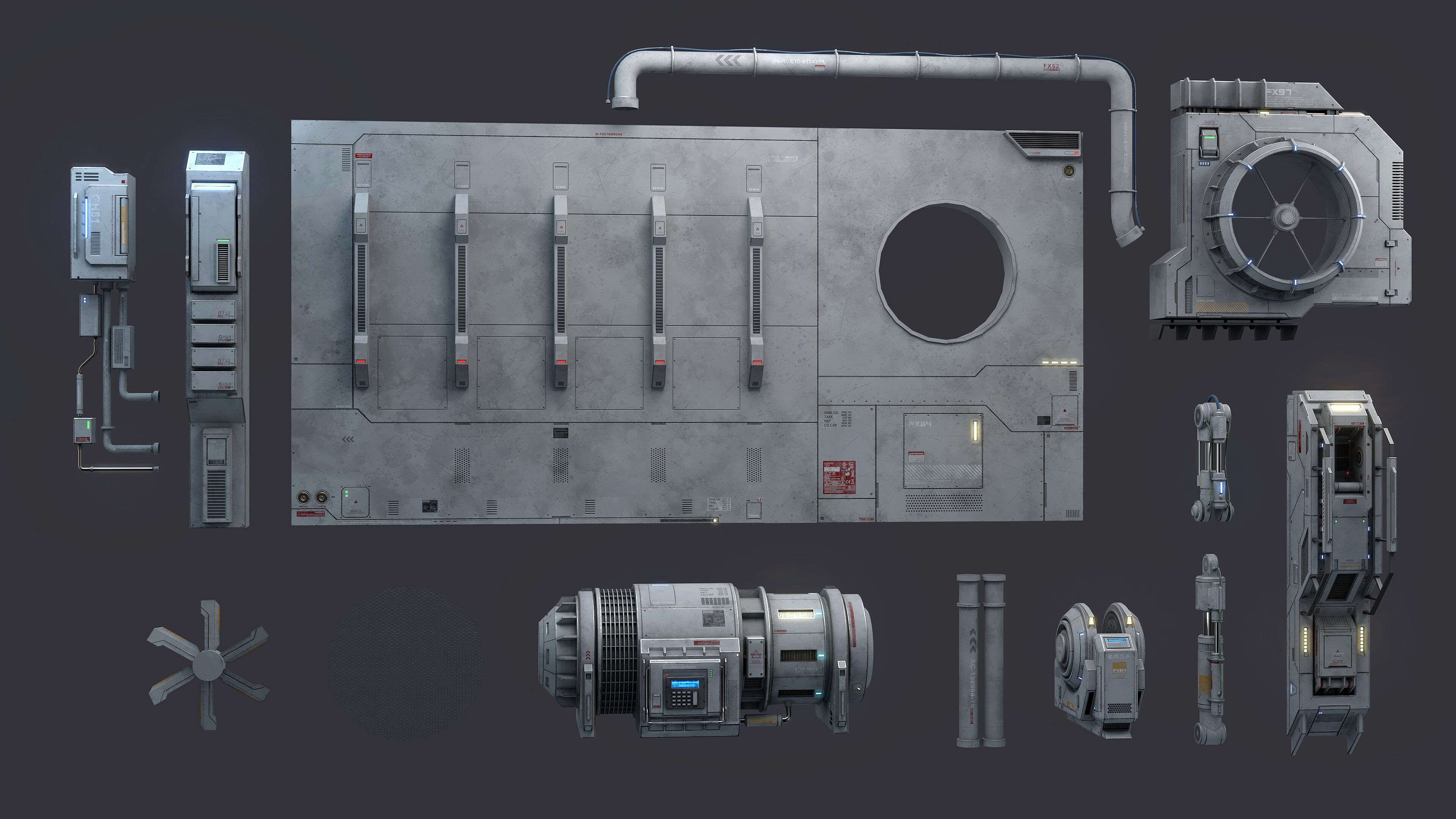 Sci-Fi Architecture Panels Kit Vol 04-PBR Low-poly 3D model_10