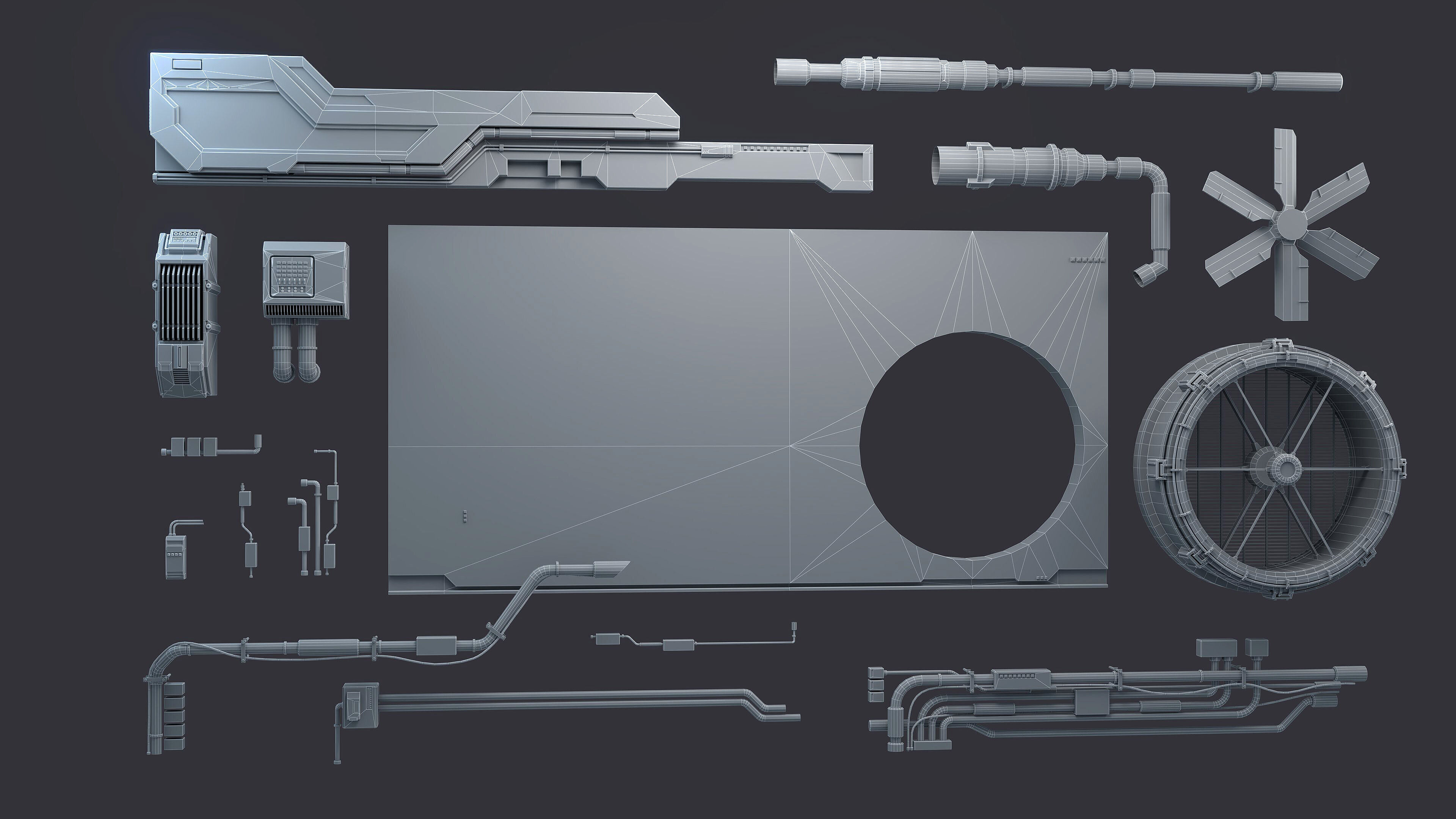 Sci-Fi Architecture Panels Kit Vol 04-PBR Low-poly 3D model_14