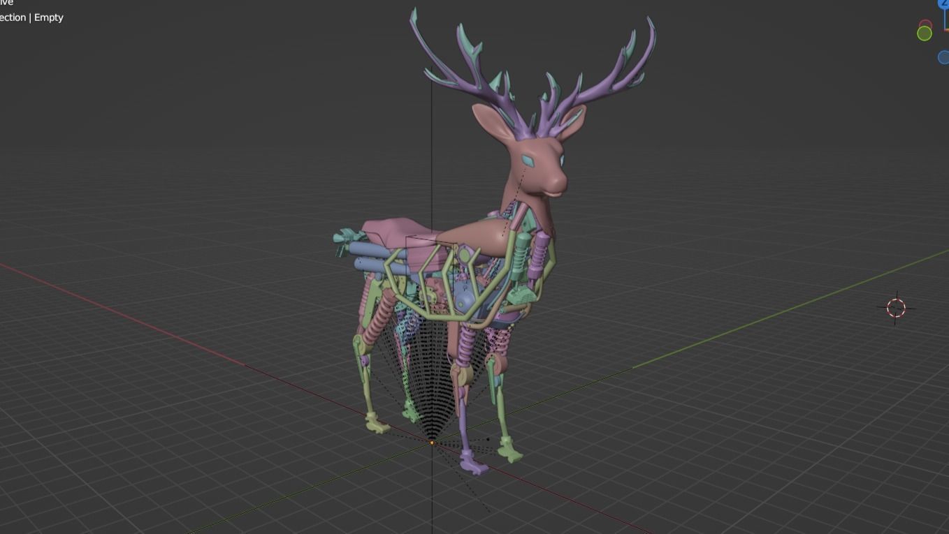 Mechanical Deer Show Piece Sculpture 3D model_4