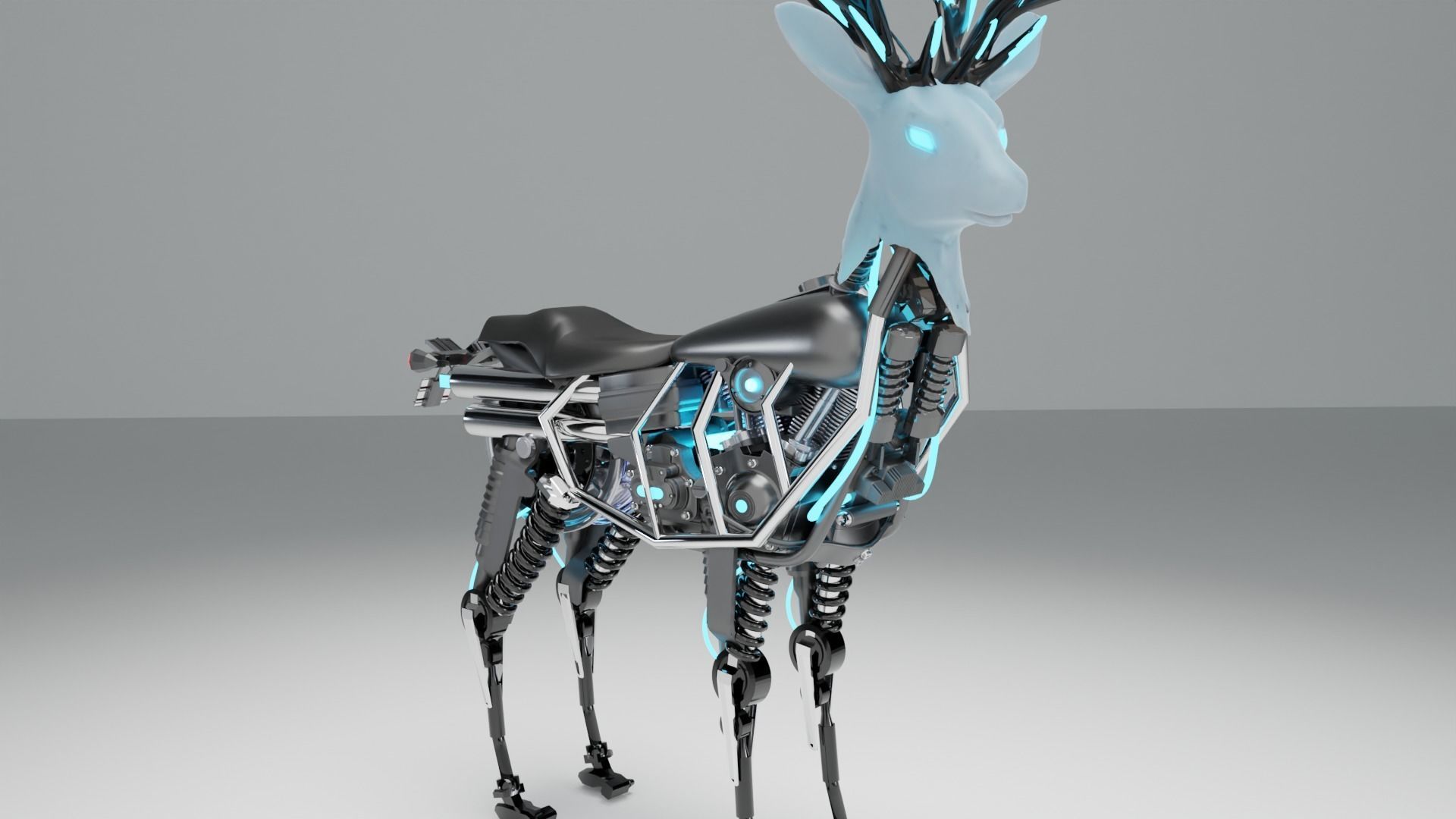 Mechanical Deer Show Piece Sculpture 3D model_1