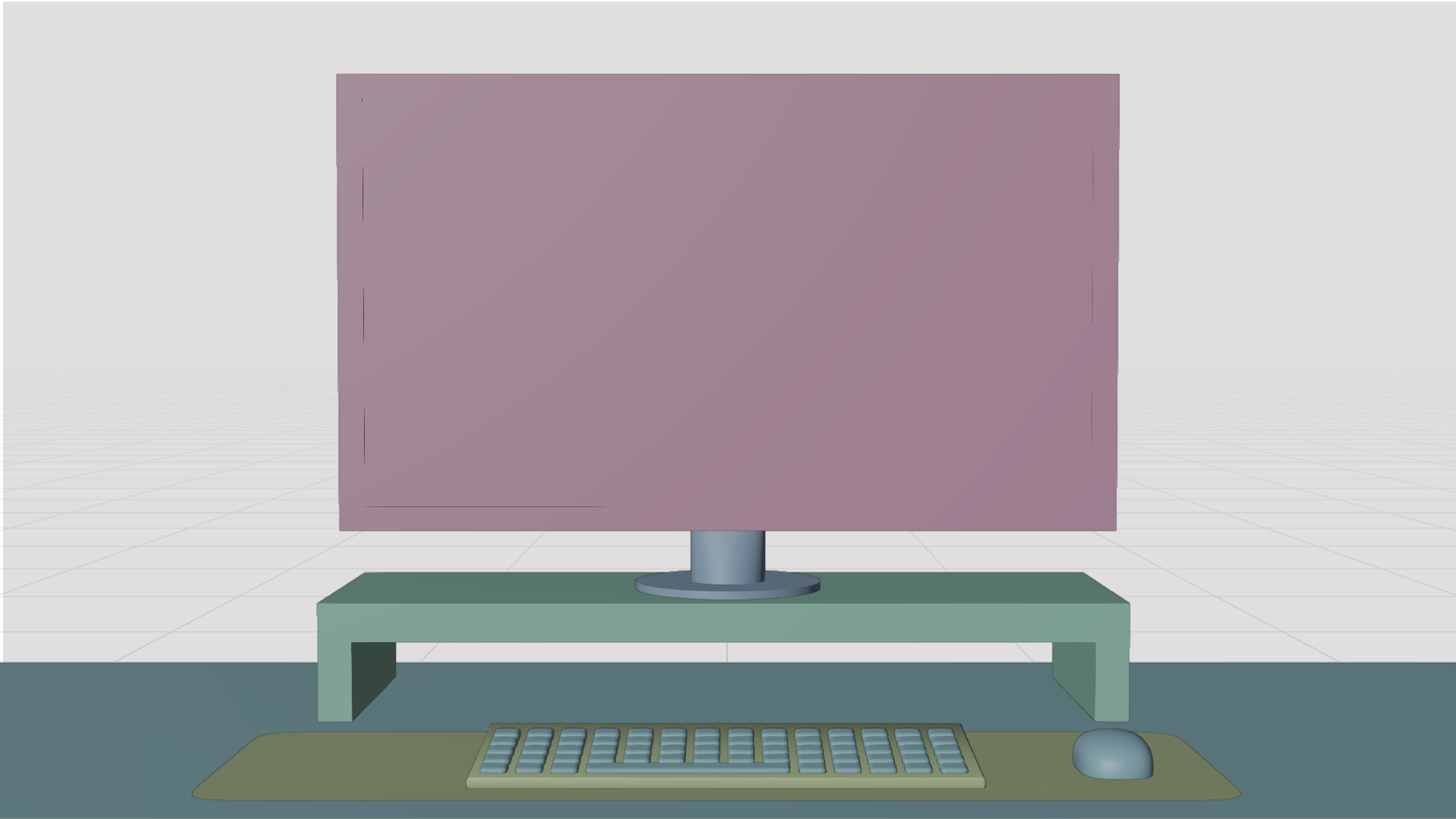 Monitor Mouse and Keyboard 3D Model Lowpoly Low-poly 3D model_6