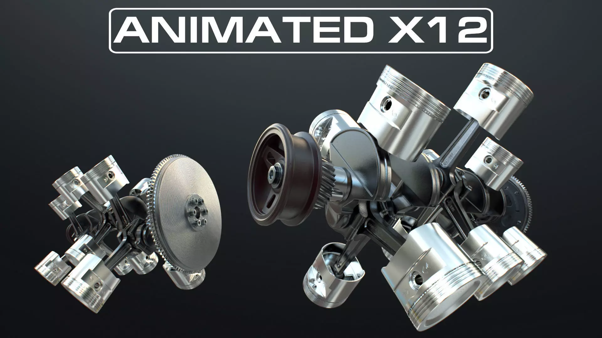 X12 Engine Working Animated 3D model